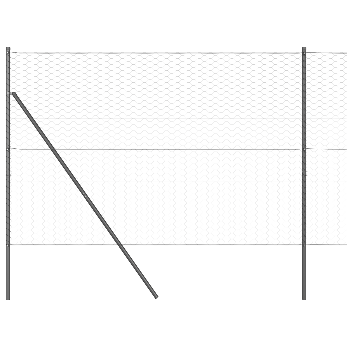 Sekskantet gjerde grunstift 10 x 1,6 m PVC-belagt stål Grå Mesh