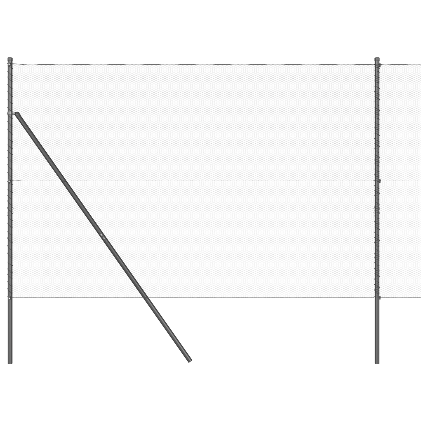 Sekskantet gjerde grunstift 25 x 1,6 m PVC-belagt stål Grå Mesh