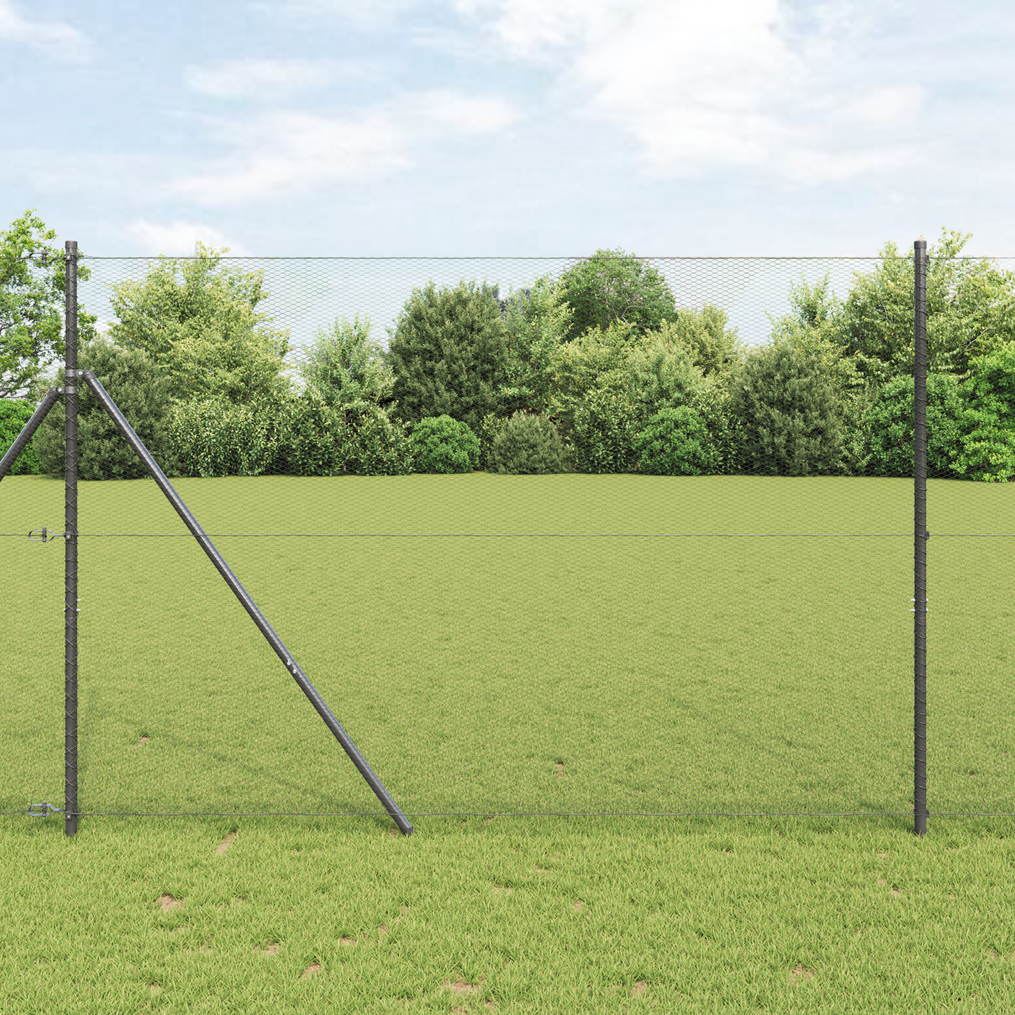 Sekskantet gjerde grunstift 25 x 1,6 m PVC-belagt stål Grå Mesh