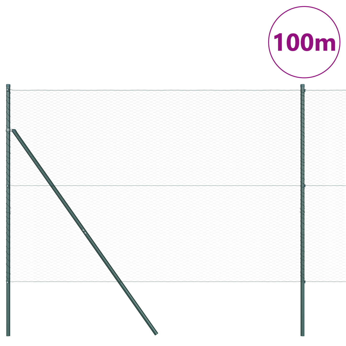 Sekskantet gjerde grunstift 100 x 1,5 m PVC-belagt stål Grå