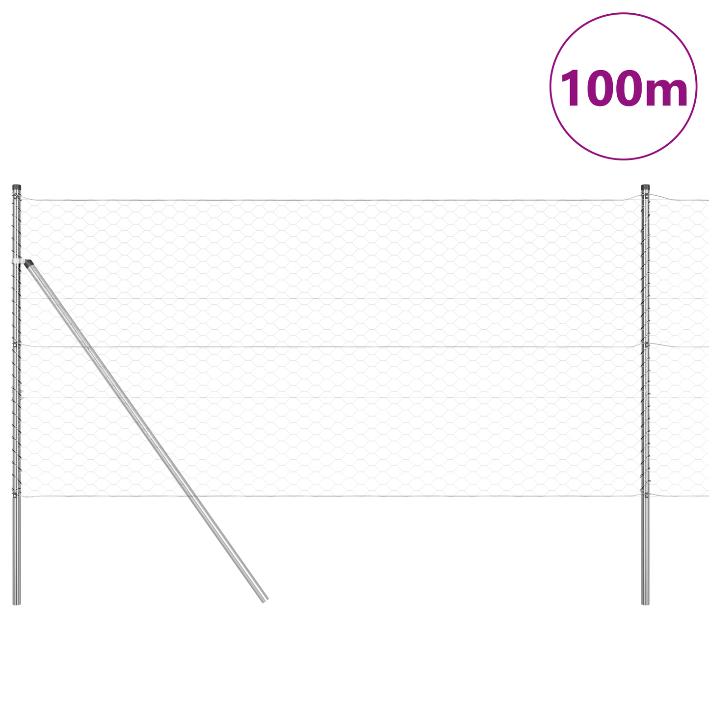 Sekskantet gjerde grunstift 100 x 1,4 m Galvanisert stål Sølv