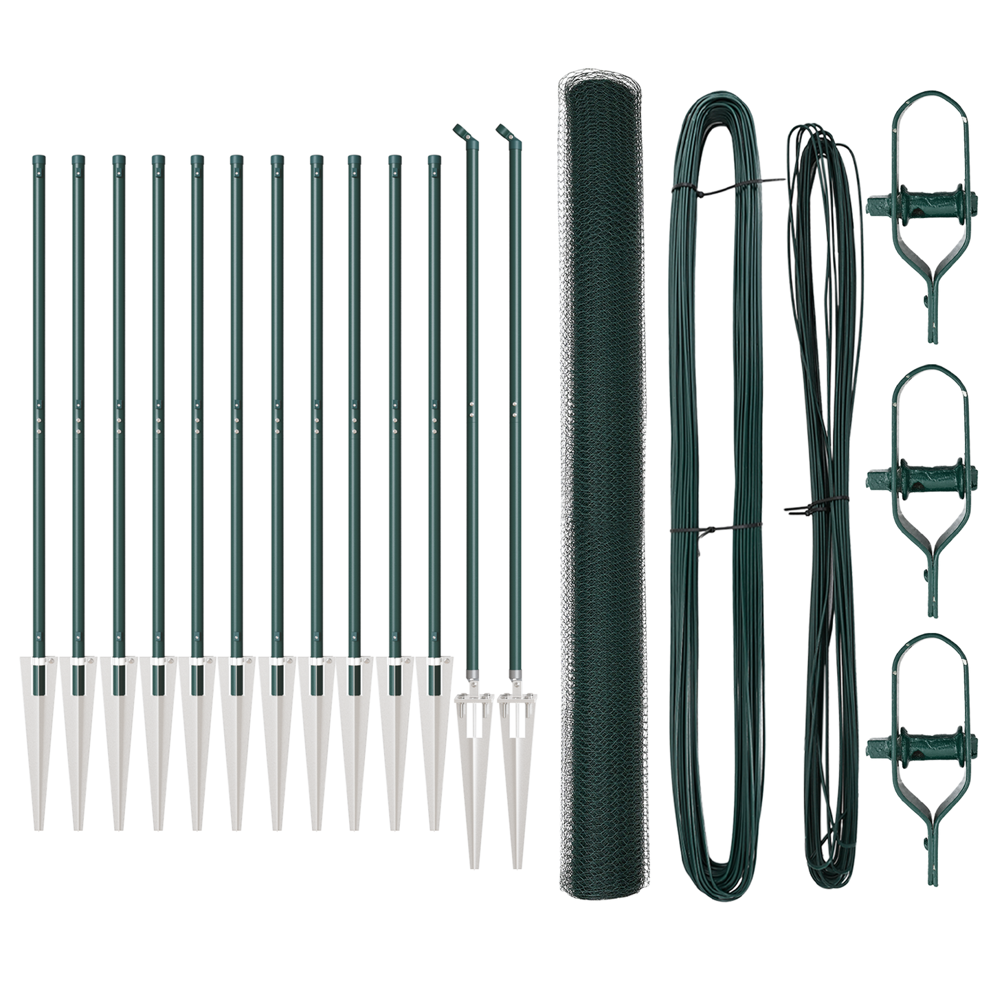 Gjerdepåle grønn 25 x 1,6 m (13 mm nett) Stål og PVC
