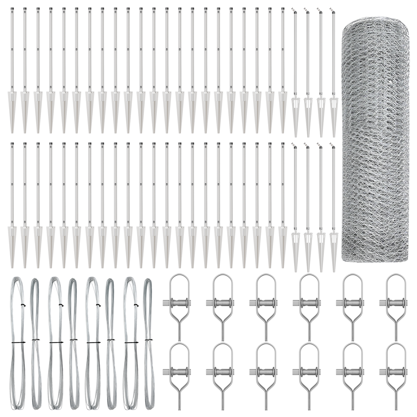 Gjerdepåle sølv 100 x 1,2 m (25 mm mesh) Stål