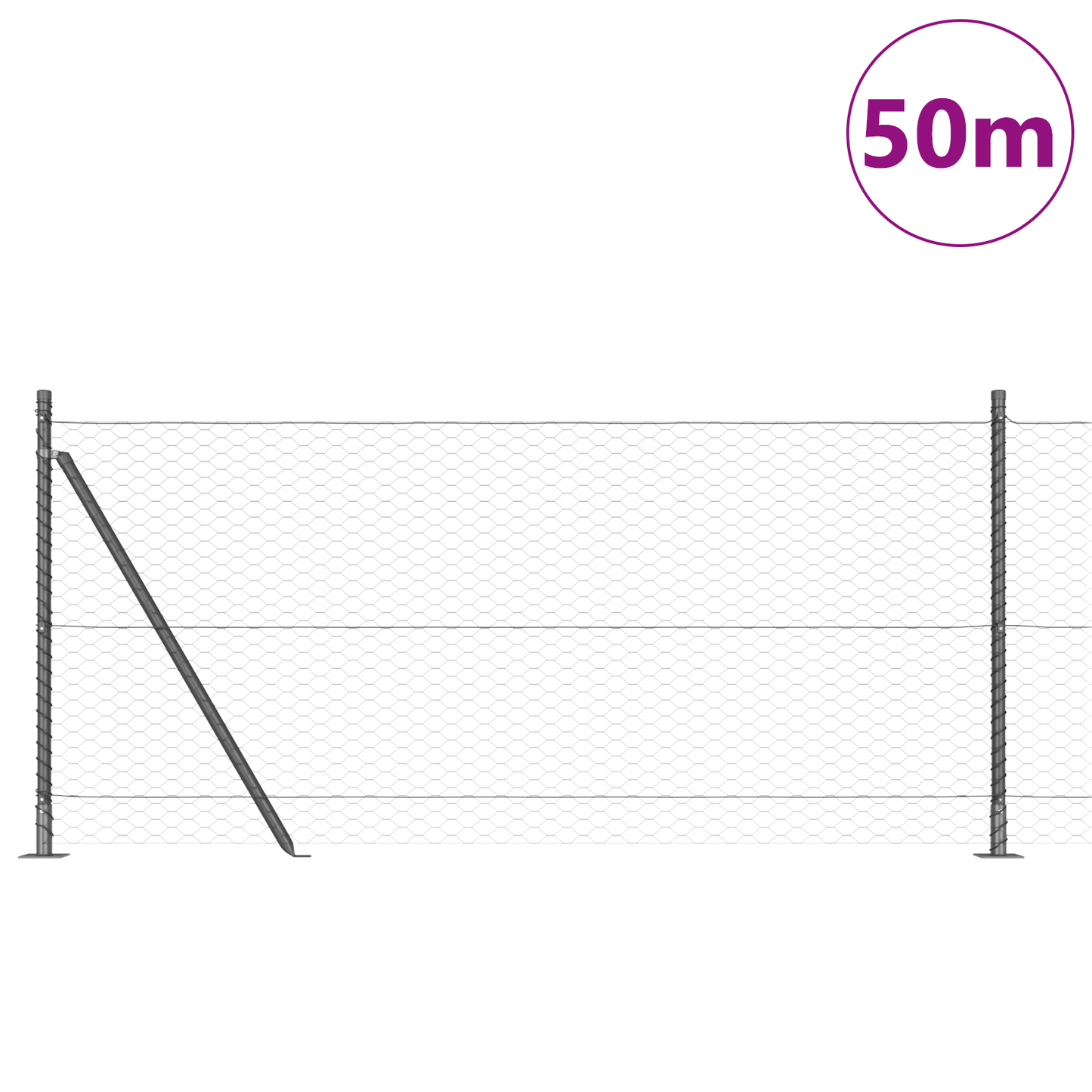 Gjerdepåle Grå 50 x 0,8 m (36 mm mesh) Stål og PVC