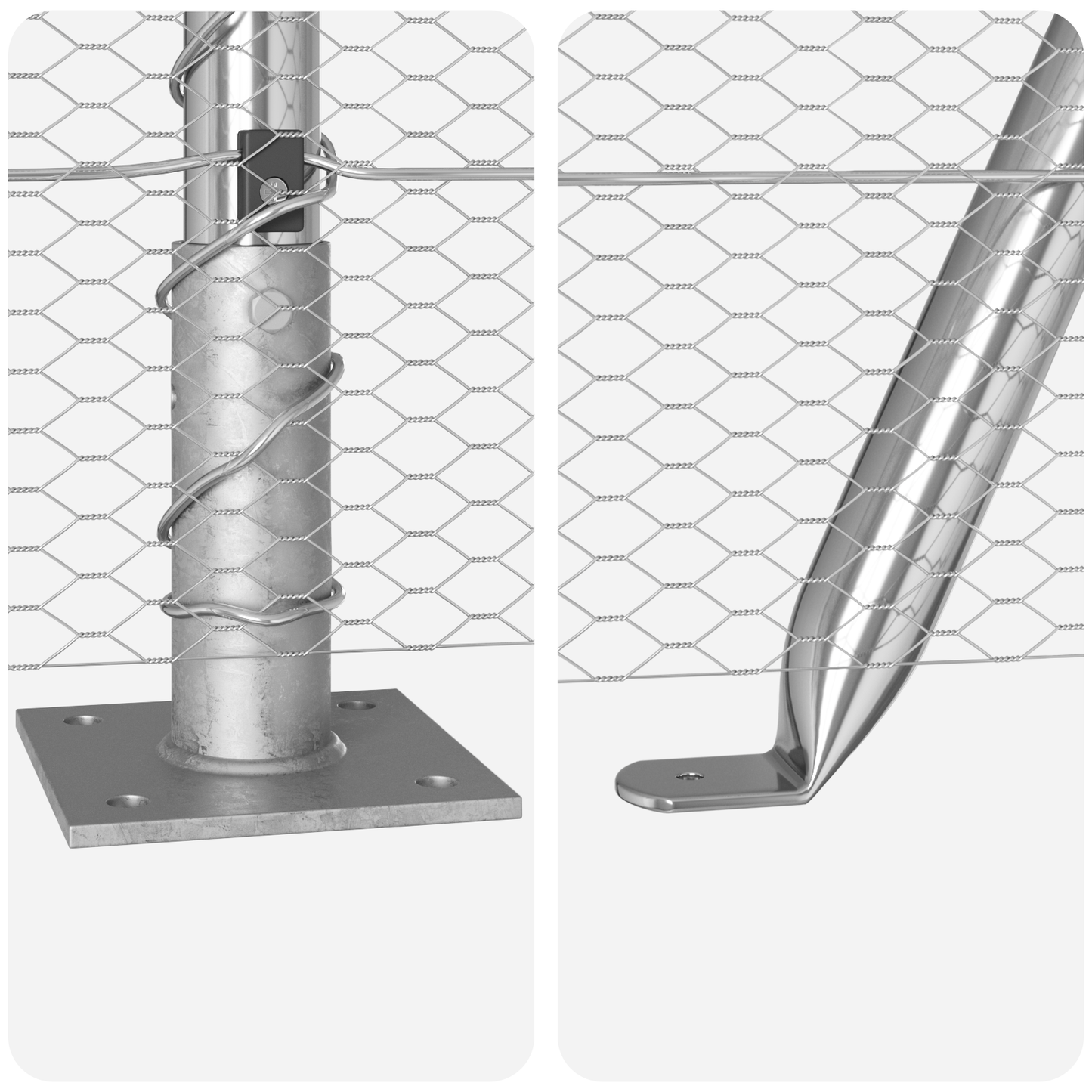 Gjerdepåle sølv 100 x 1 m (13 mm maske) Stål