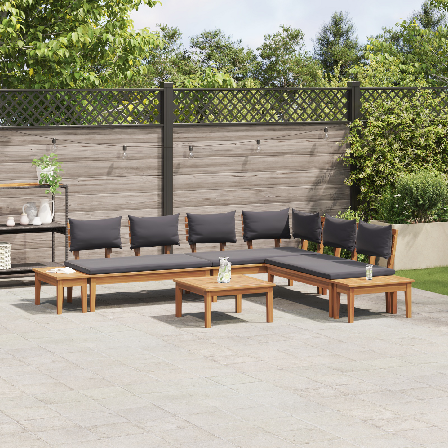 Hagesofa Set 3 pcs Brun og Grå