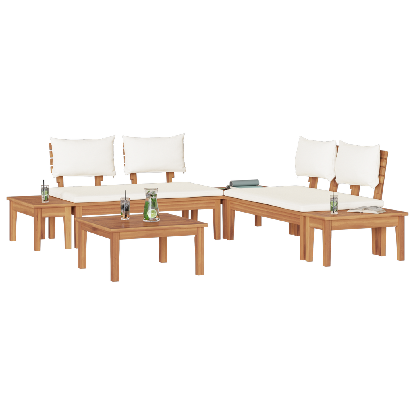 Hagesofa Set 3 pcs Brun og Krem