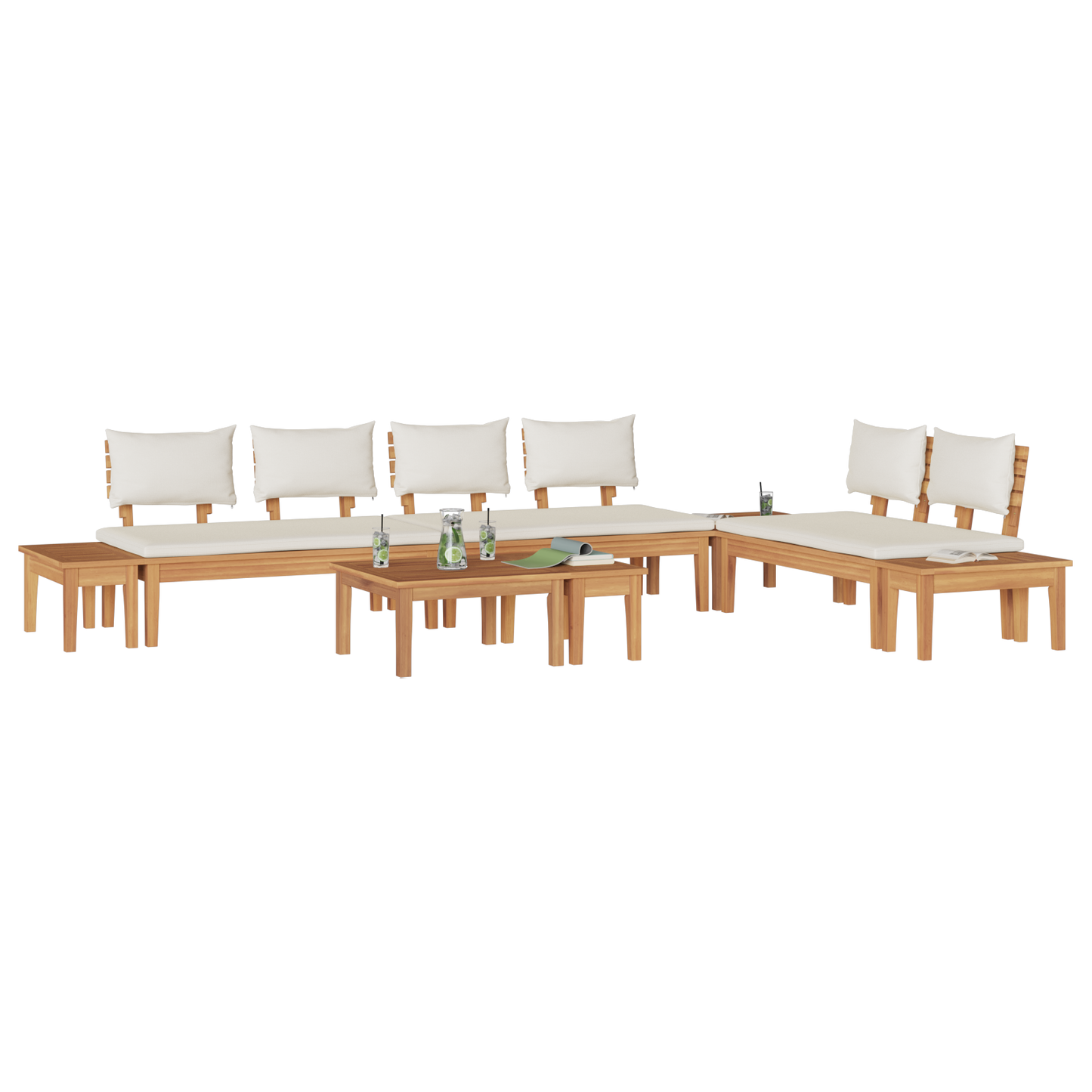 Hagesofa Set 5 pcs Brun og Krem
