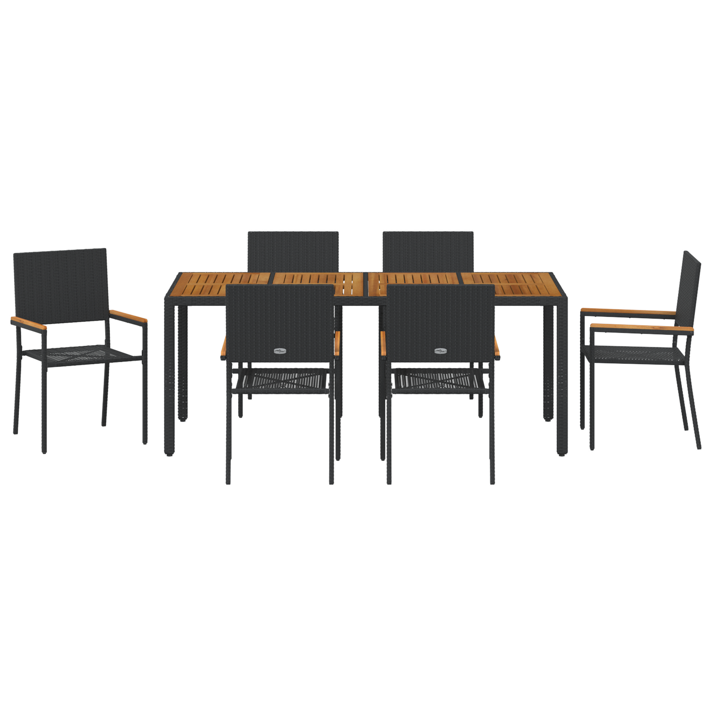 Hage Spisegruppe 7 pcs Svart polyrotting