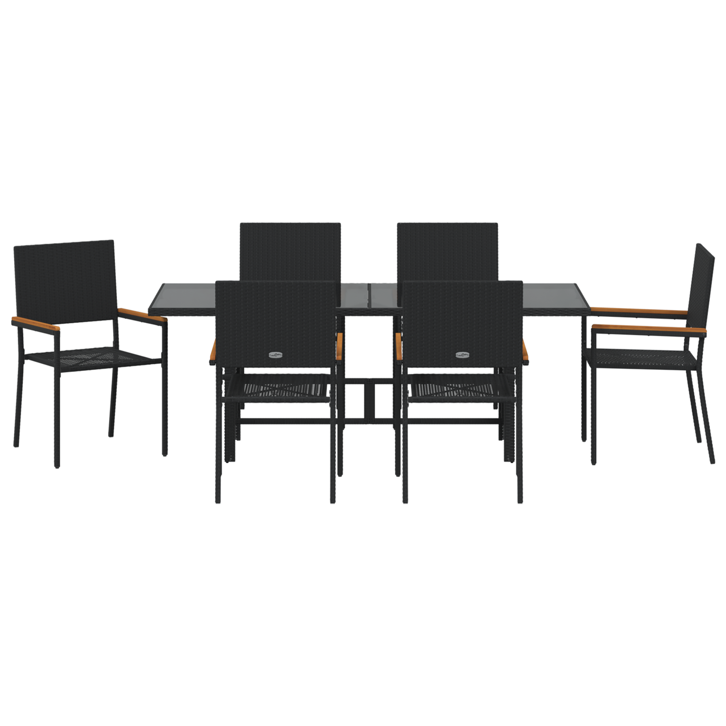 Hage Spisegruppe 7 pcs Svart polyrotting