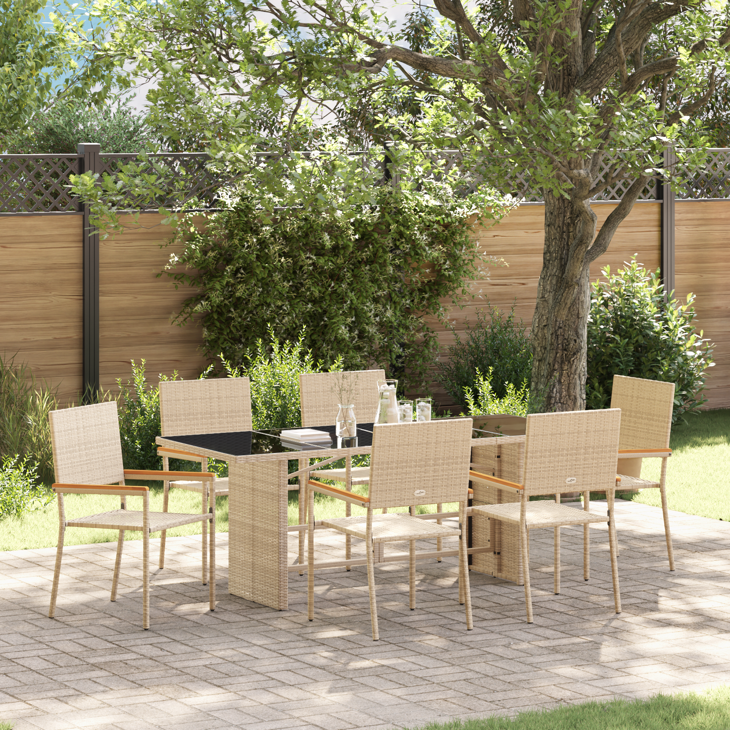 Hage Spisegruppe 7 pcs Beige polyrotting