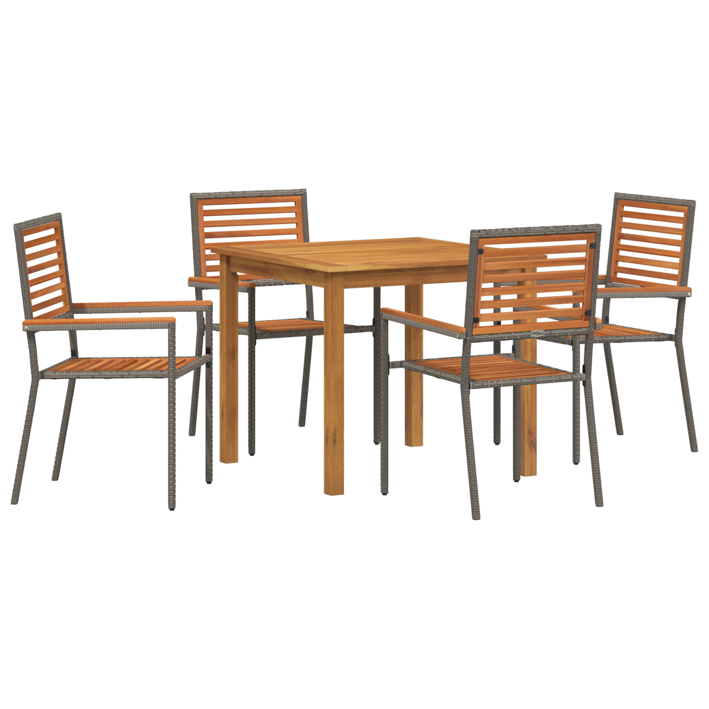 Hage Spisegruppe 5 pcs Grå Solid akasietre