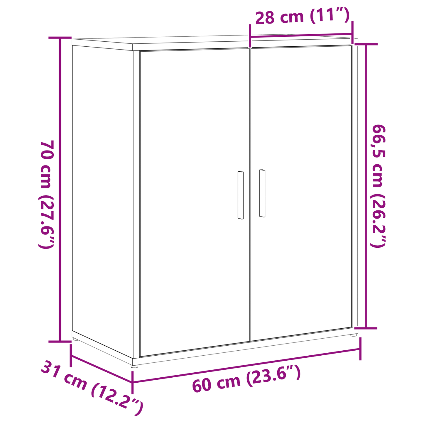 Serviesskap 2 pcs Svart Eik 60 x 31 x 70 cm Konstruert tre