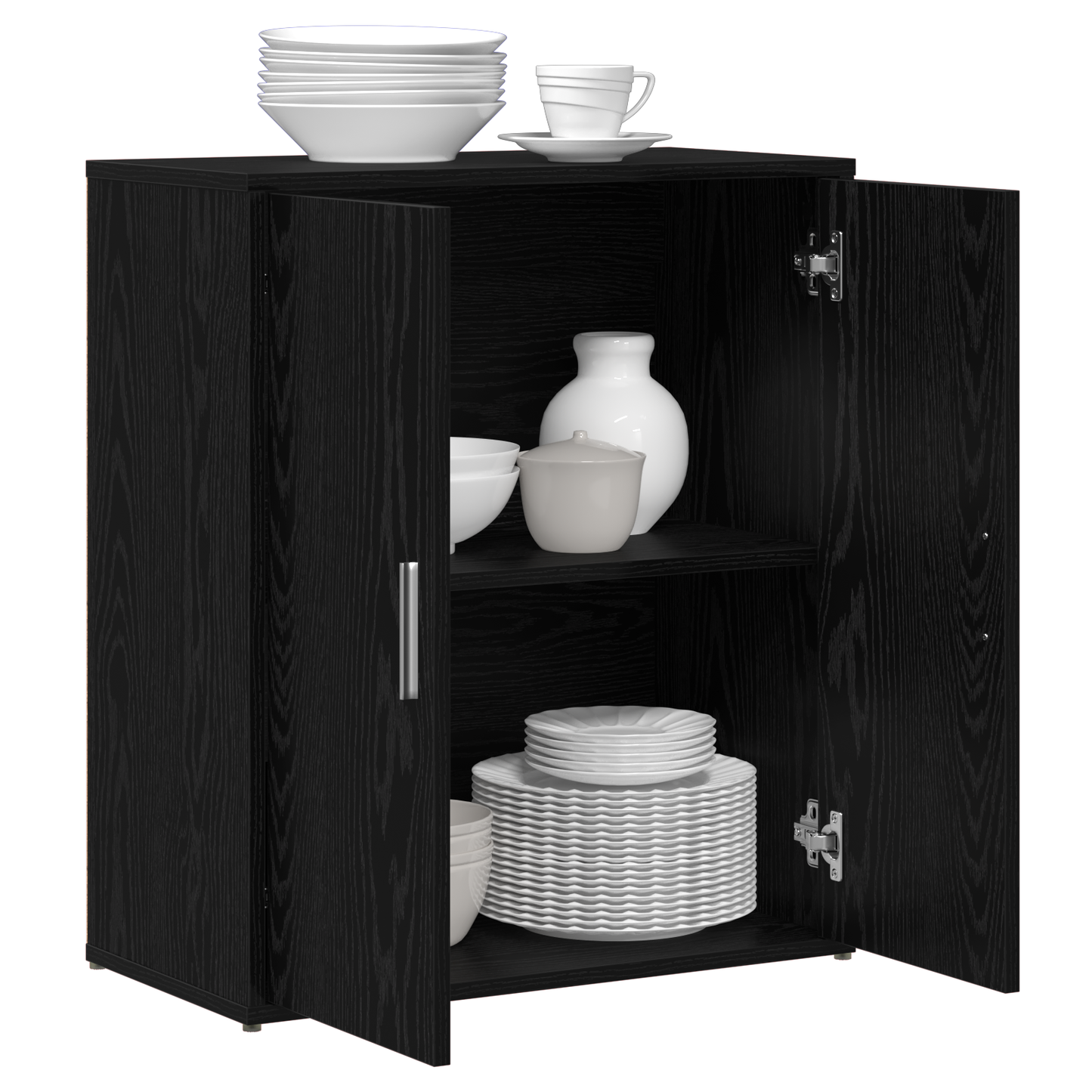 Serviesskap 2 pcs Svart Eik 60 x 31 x 70 cm Konstruert tre