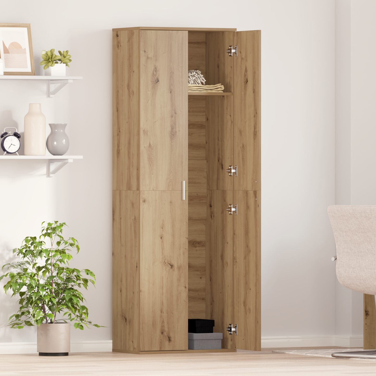 Highboard 60 x 35 x 180 cm Konstruert tre artisan eik