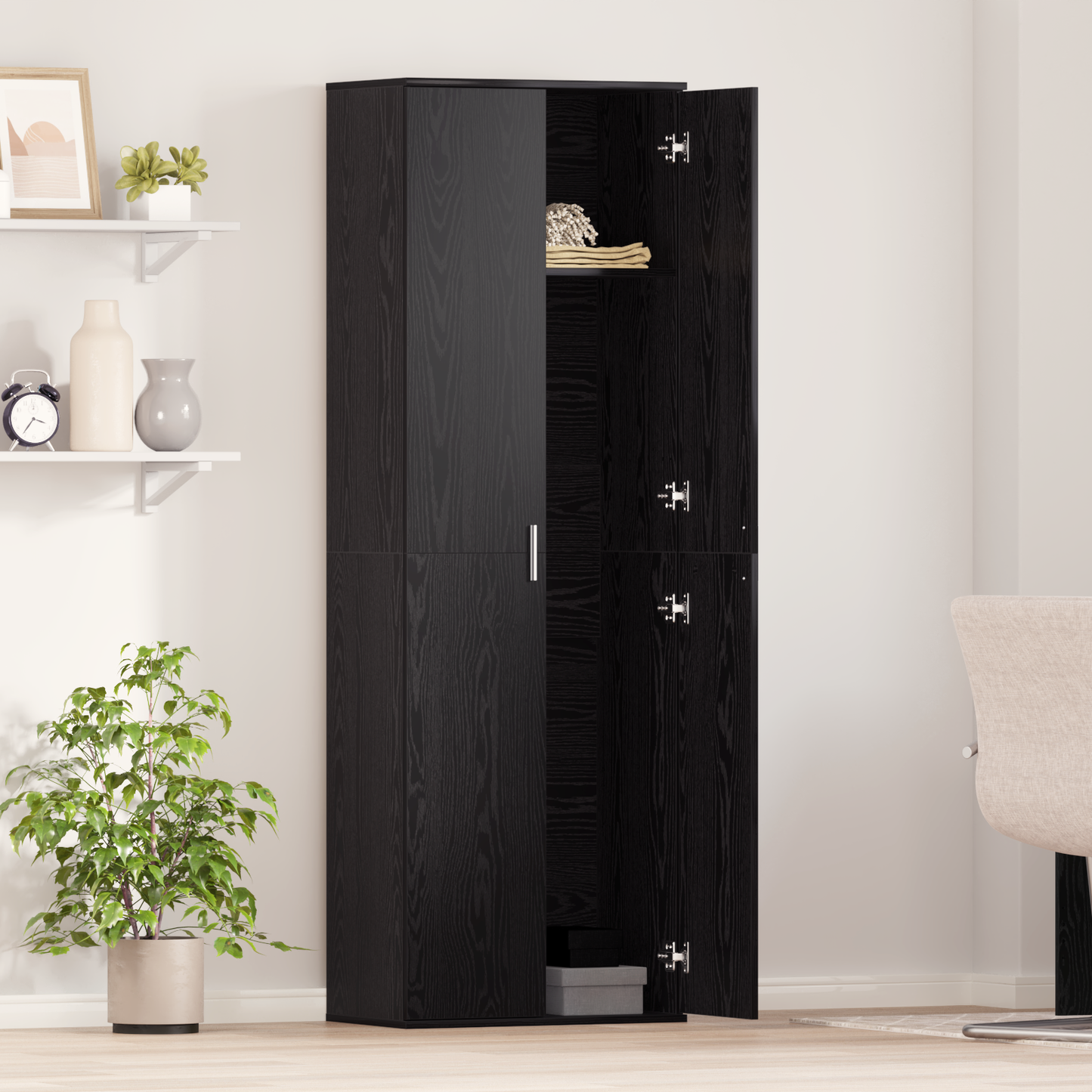 Highboard Svart eik 60 x 35 x 180 cm Konstruert tre