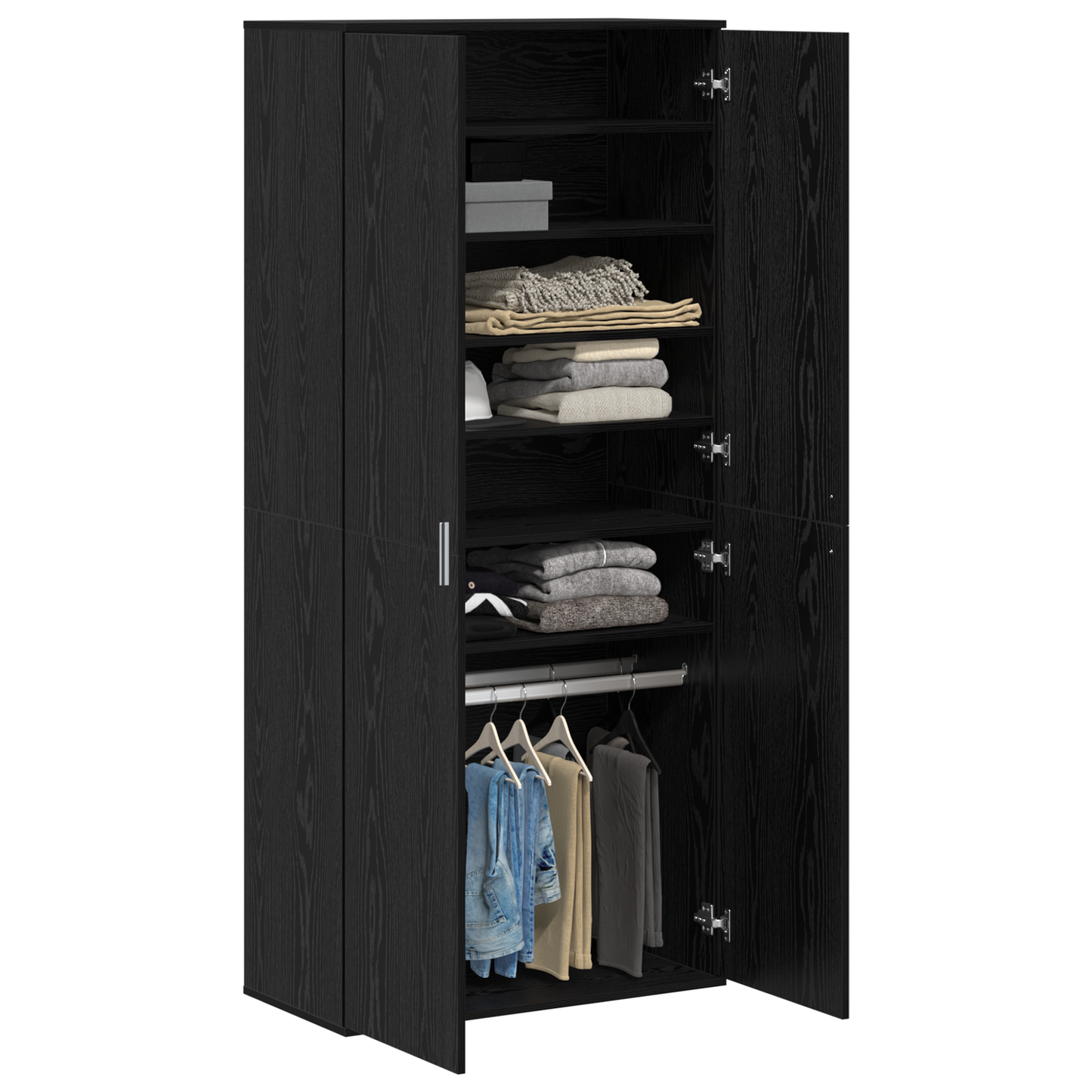Highboard med hylle Svart eik 80 x 39 x 178 cm Konstruert tre