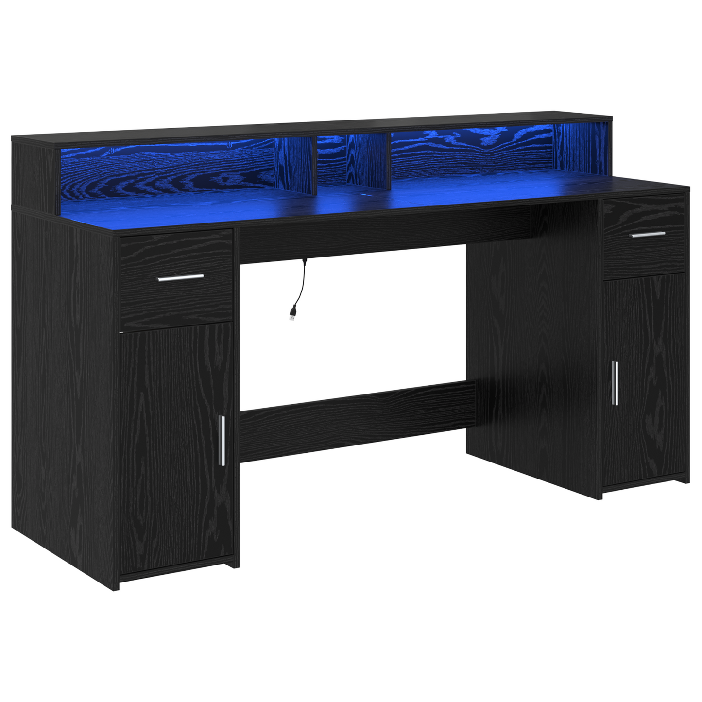 Skrivebord med skuff Svart eik 160 x 55 x 91 cm Konstruert tre