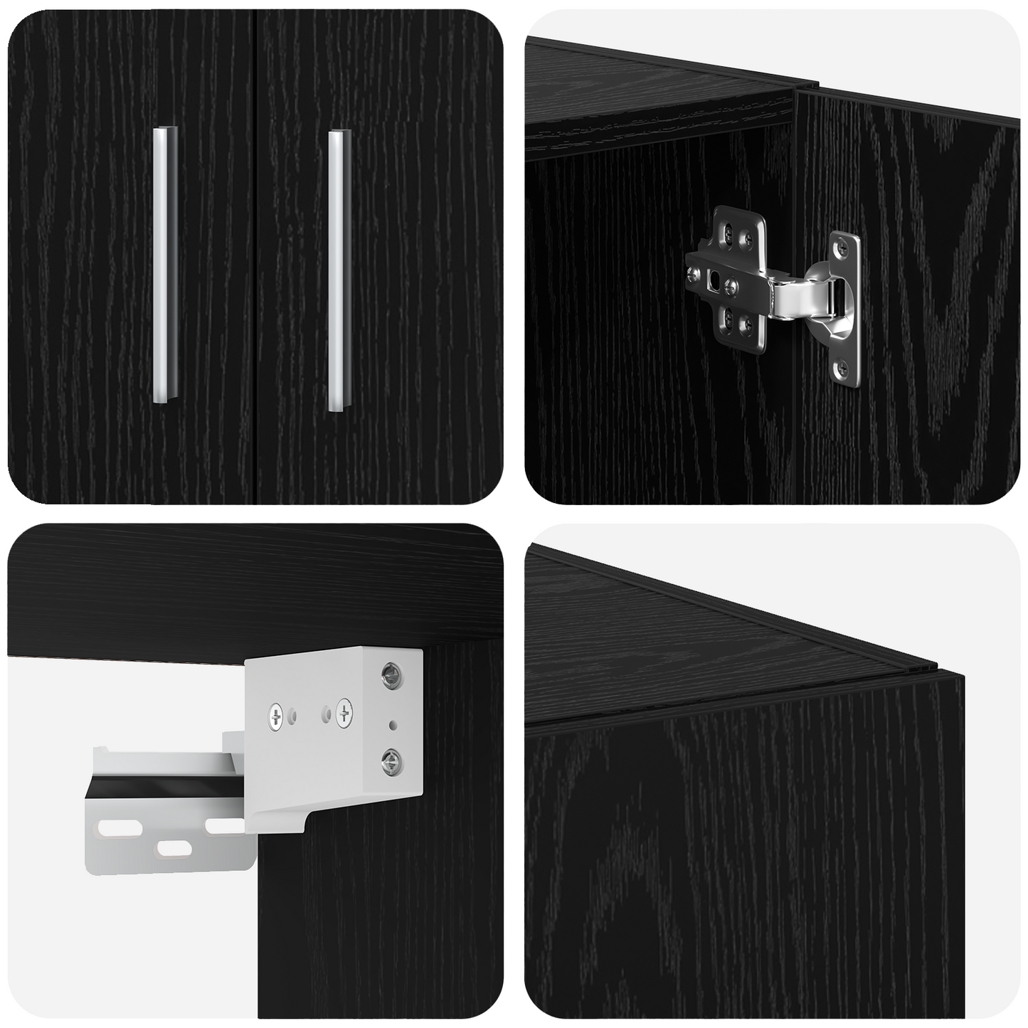 Oppbevaringsskap 3 pcs Svart Eik