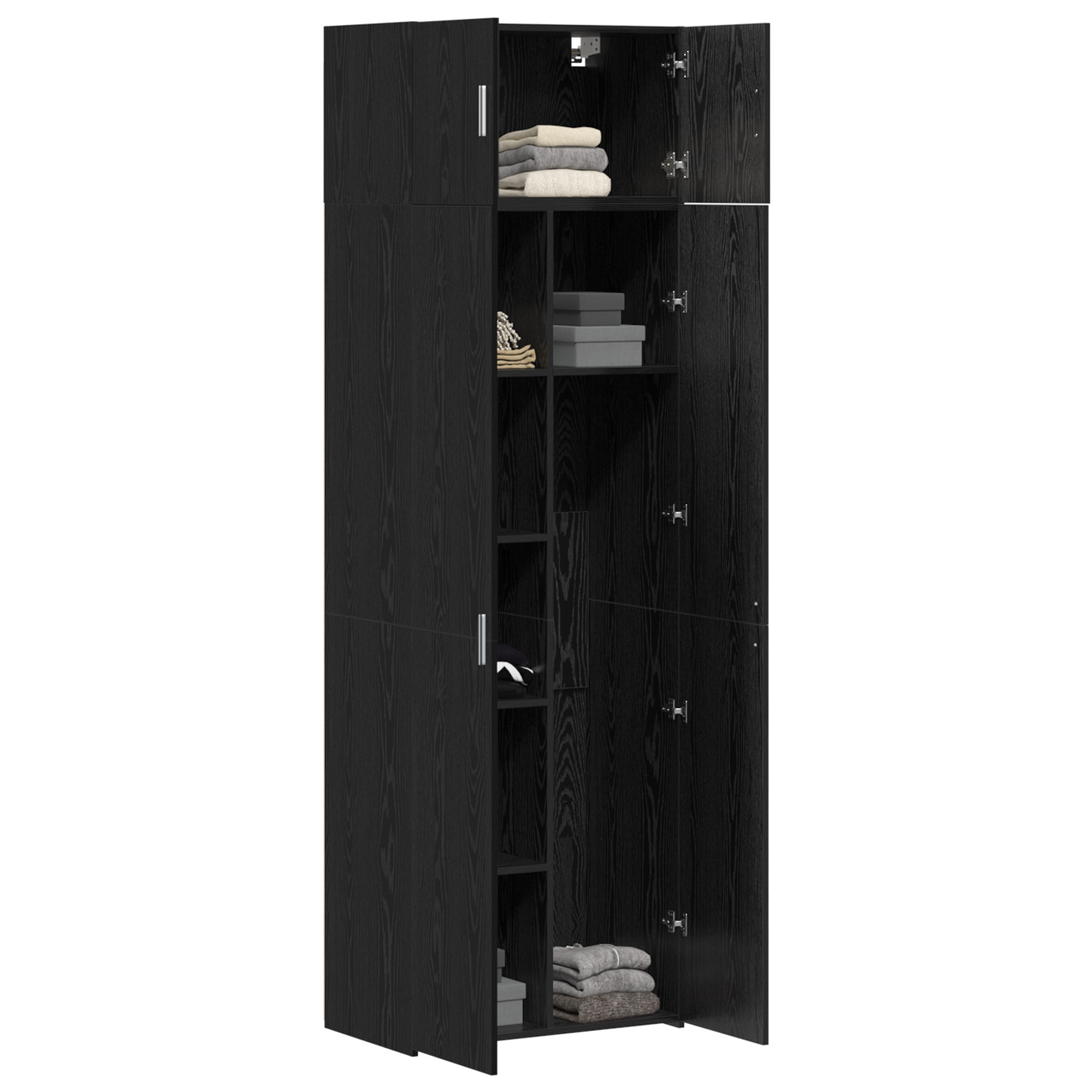 Oppbevaringsskap 3 pcs Svart Eik