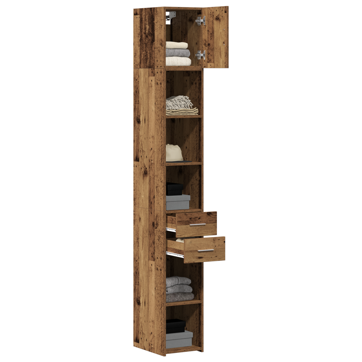 Oppbevaringsskap med skuff 2 pcs Gammelt tre 30 x 42,5 x 225 cm