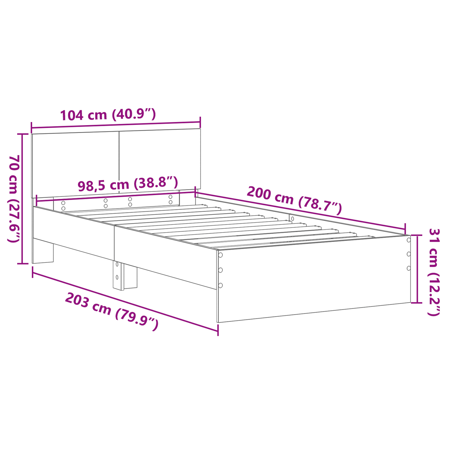 Sengestamme Artisan Eik 203 x 104 x 70 cm Konstruert tre