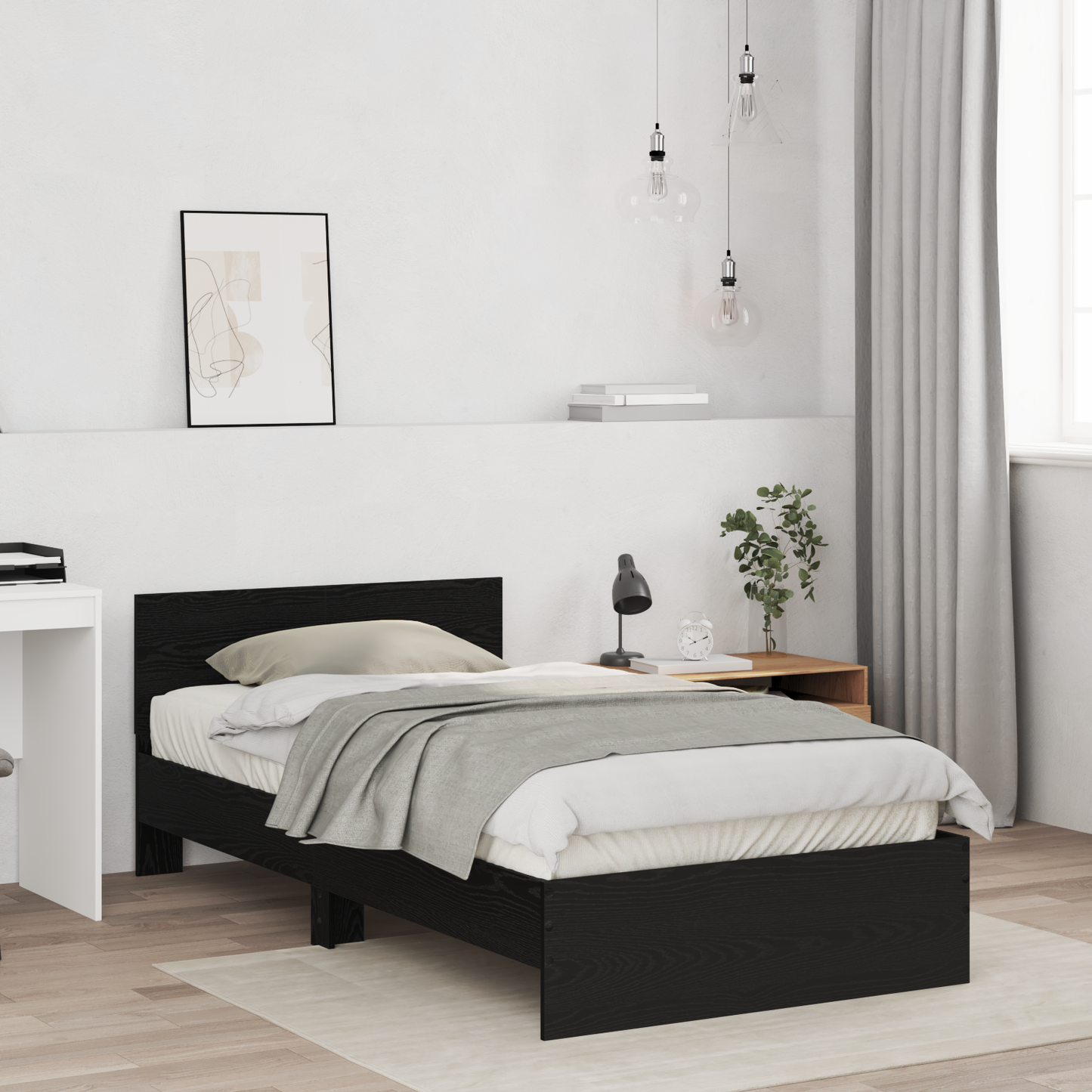 Sengestamme Svart Eik 203 x 104 x 70 cm Konstruert tre