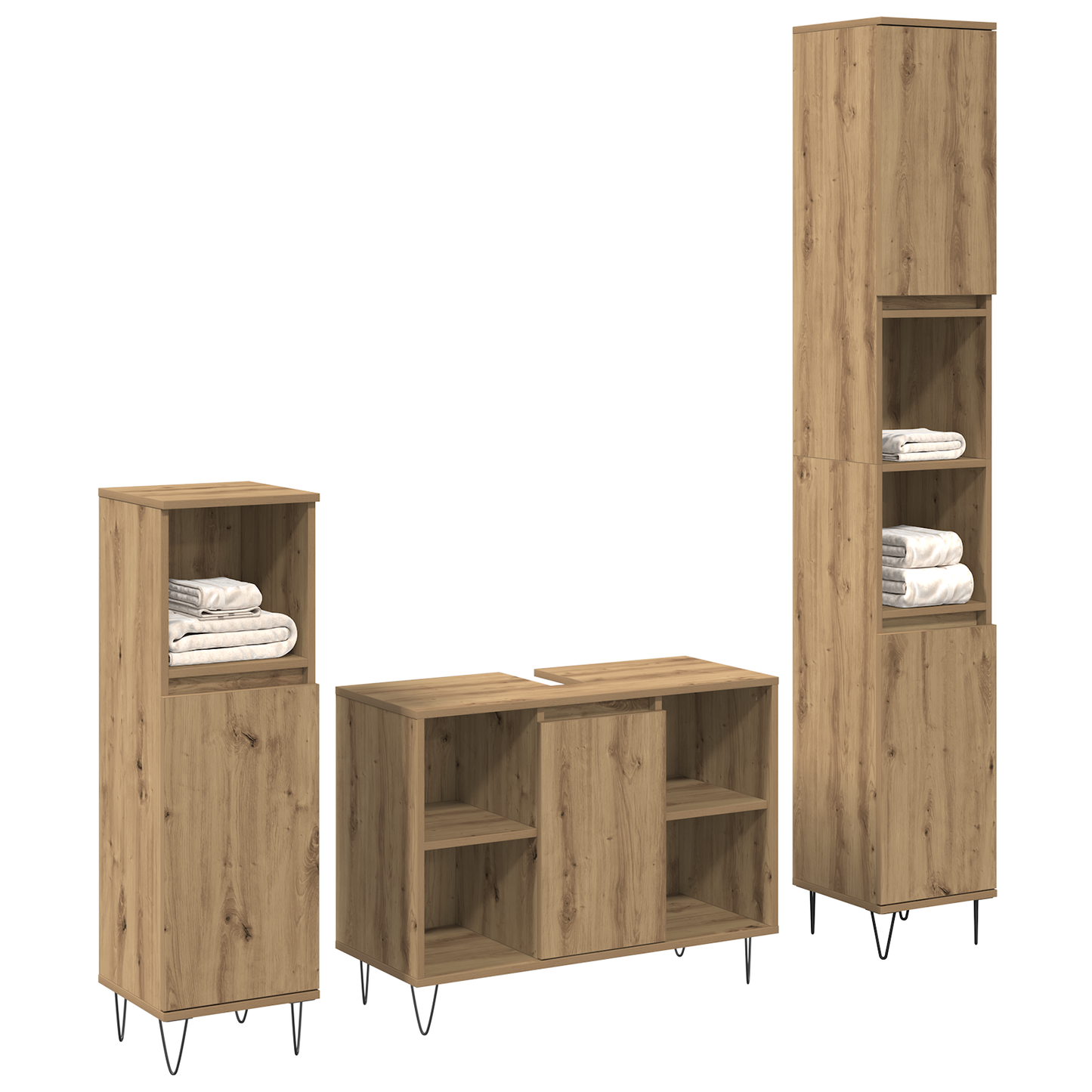 Baderomsinnredningssett 3 pcs Artisan Eik Konstruert tre