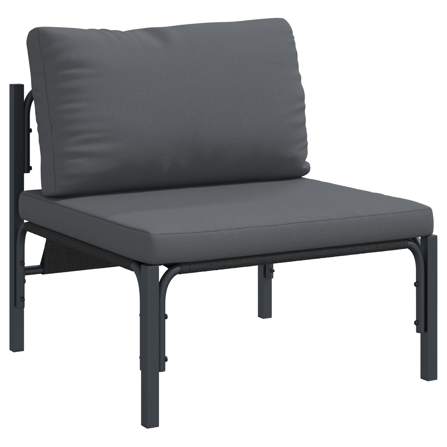 Hagesofa Set med pute 4 pcs Svart Stål