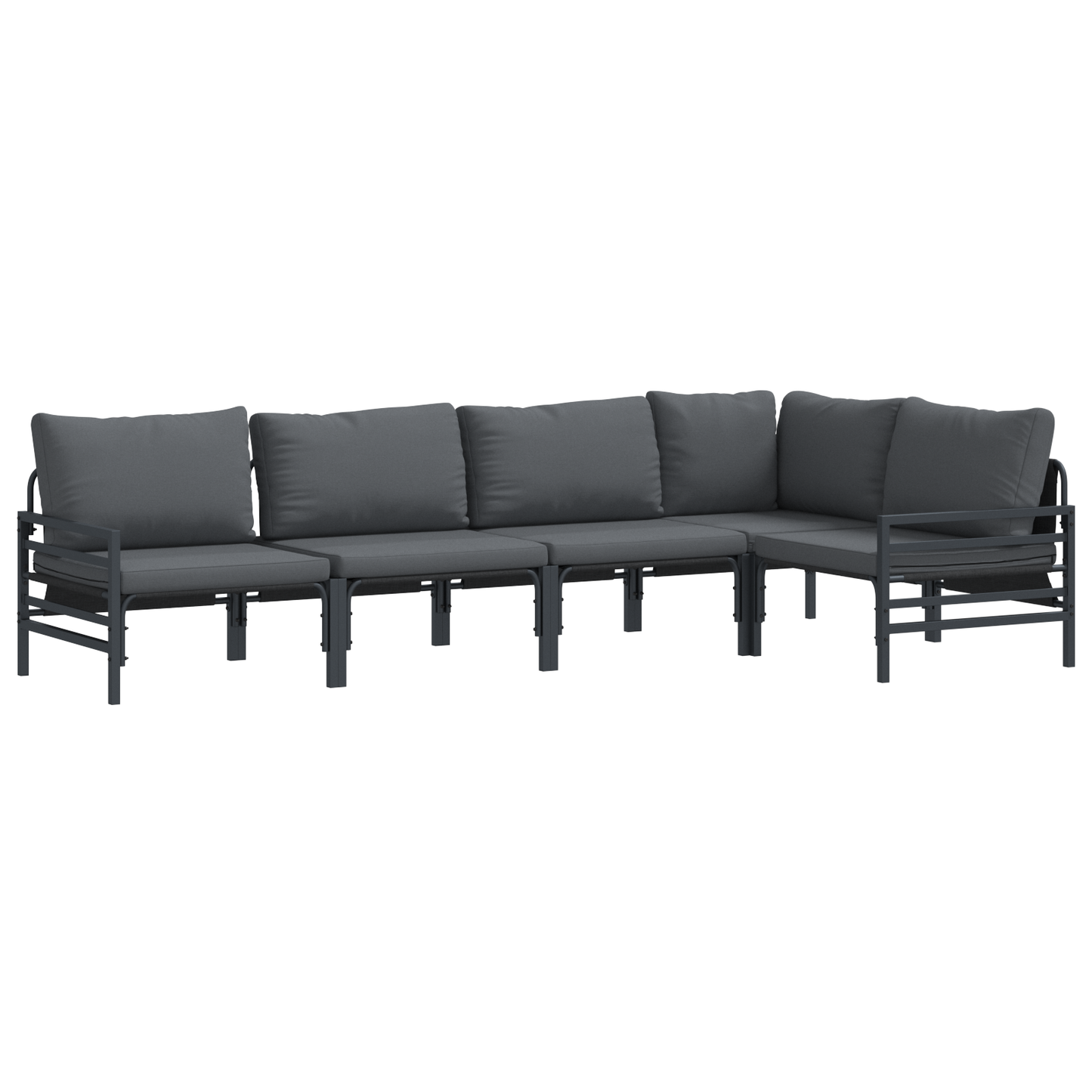 Hagesofa Set med pute 5 pcs Svart Stål