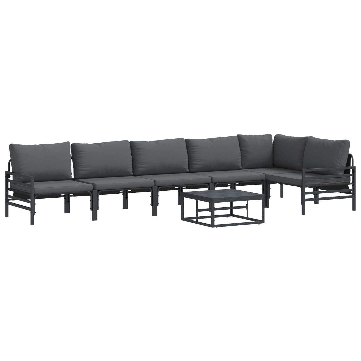 Hagesofa Set med pute 7 pcs Svart Stål