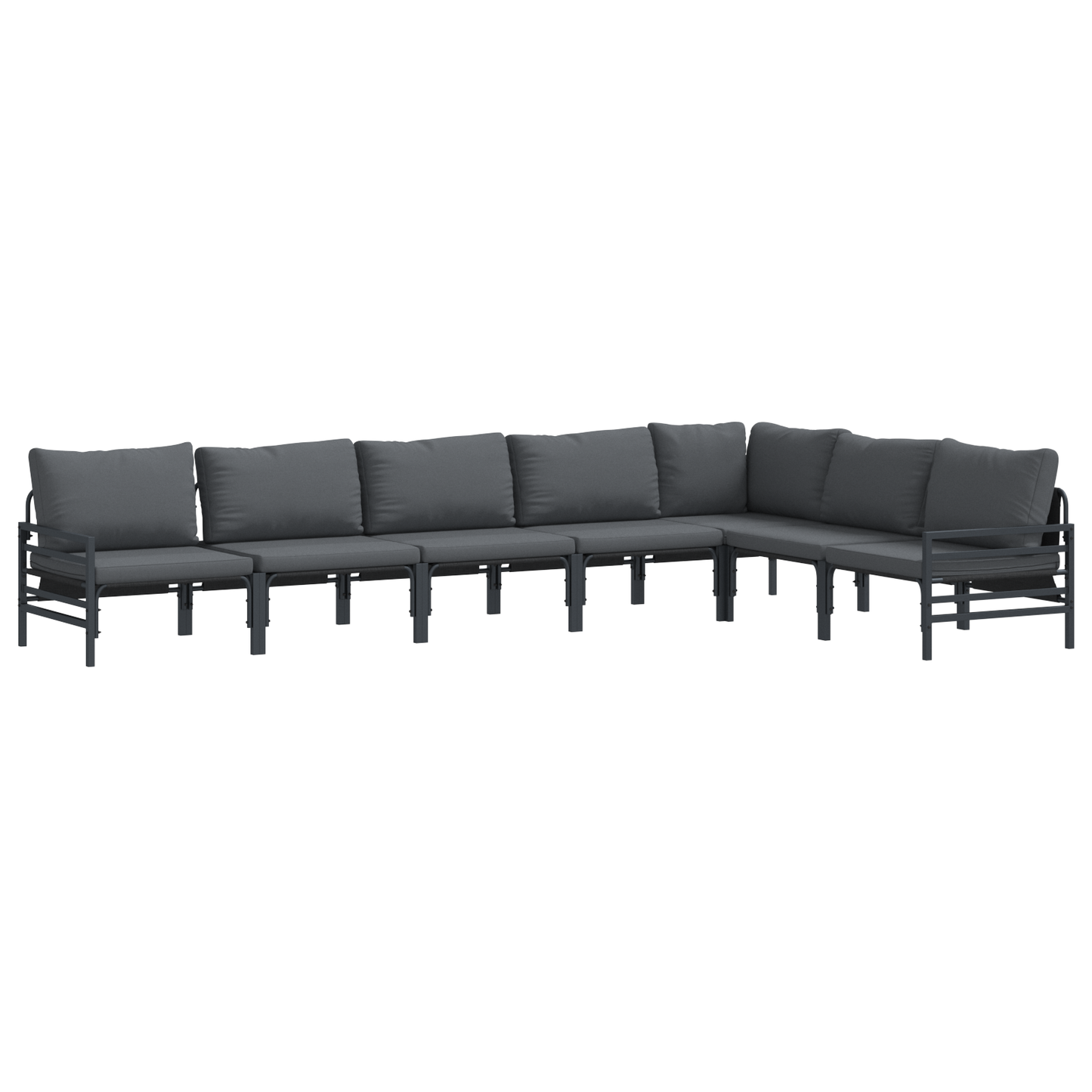 Hagesofa Set med pute 7 pcs Svart Stål