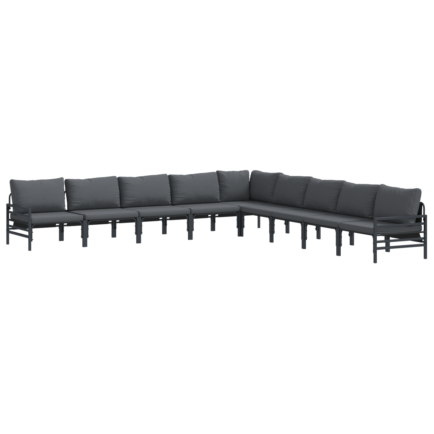 Hagesofa Set med pute 9 pcs Svart Stål