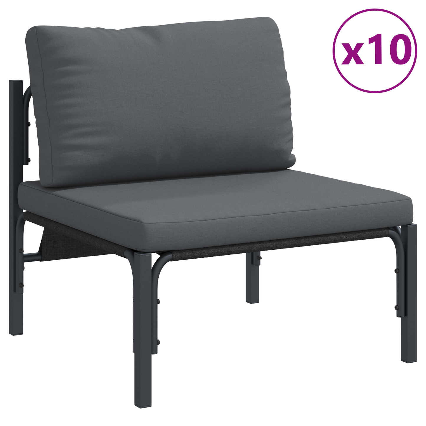 Hagesofa Set med pute 13 pcs Svart Stål