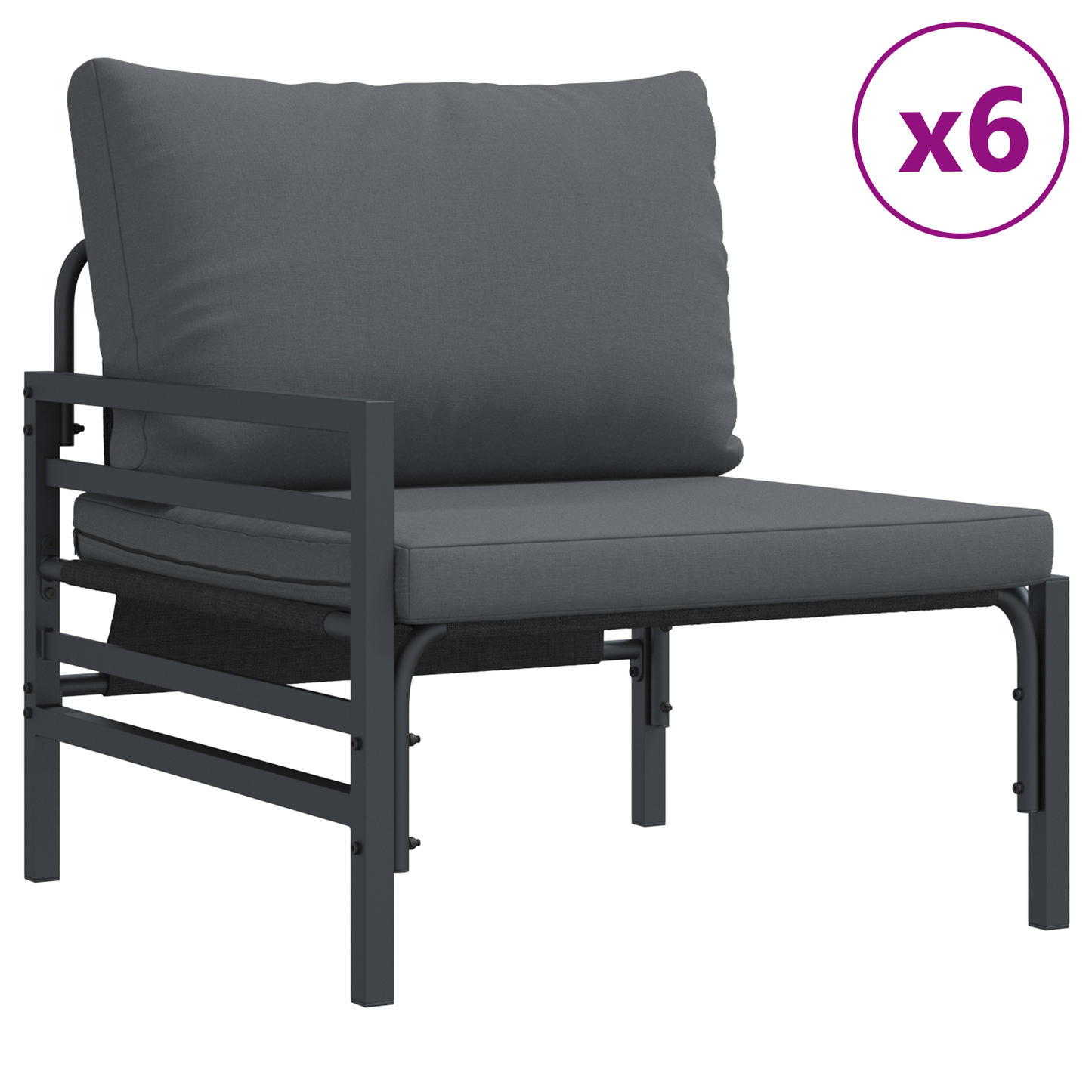 Hagesofa Set med pute 14 pcs Svart Stål