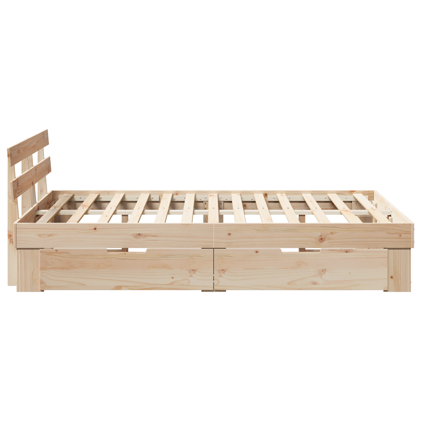 Sengestamme med hodegjerde Brun 135 x 190 cm Massiv furu