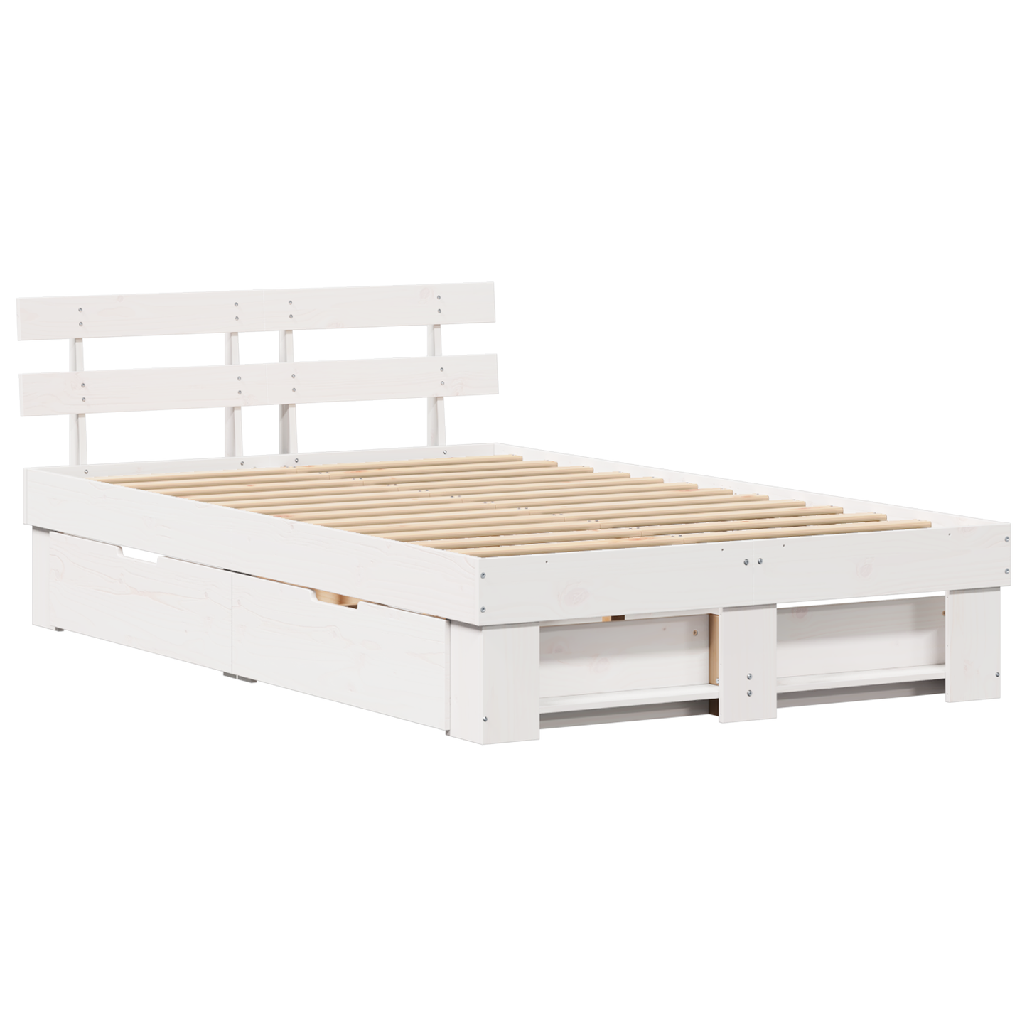 Sengestamme med hodegjerde Hvit 135 x 190 cm Massiv furu