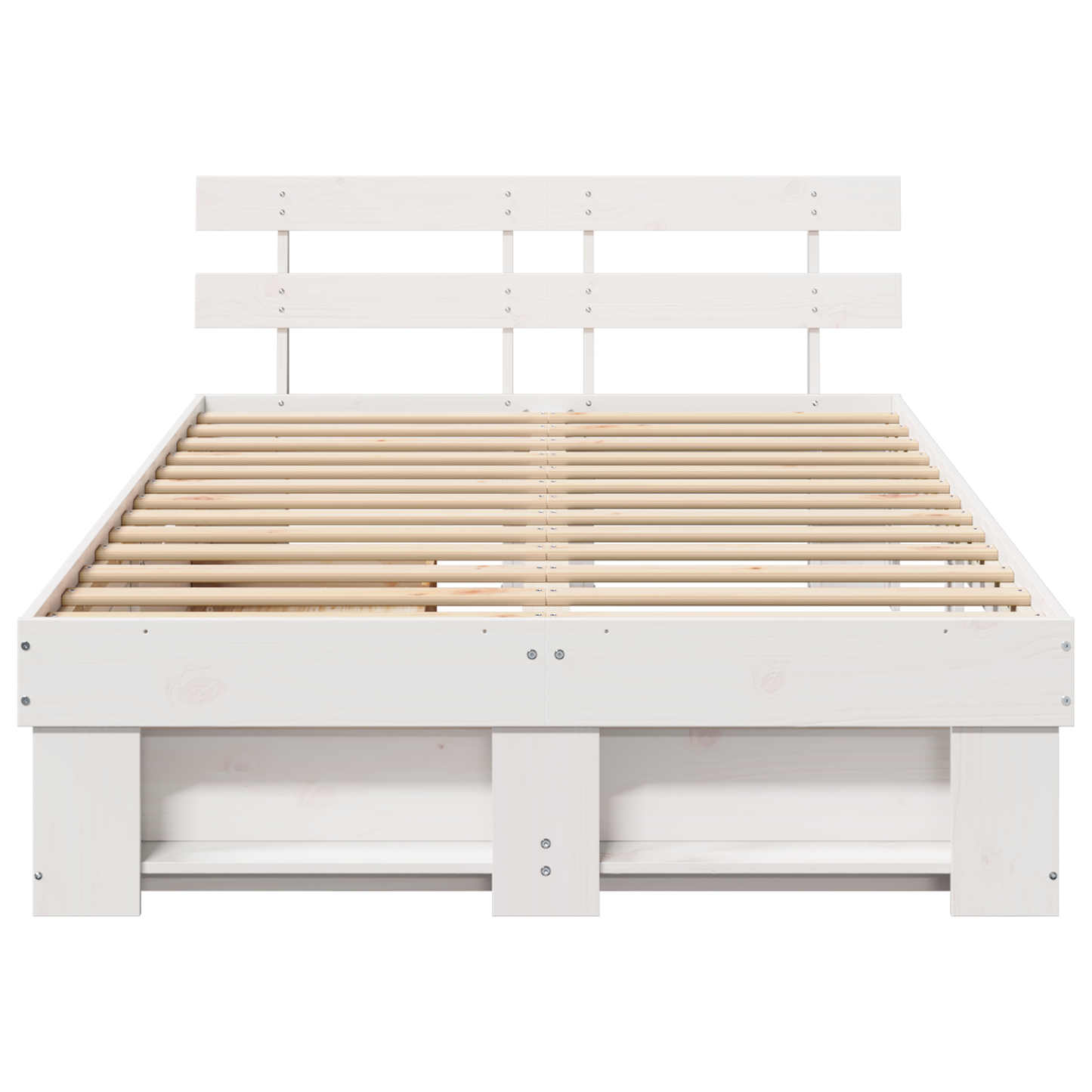 Sengestamme med hodegjerde Hvit 135 x 190 cm Massiv furu