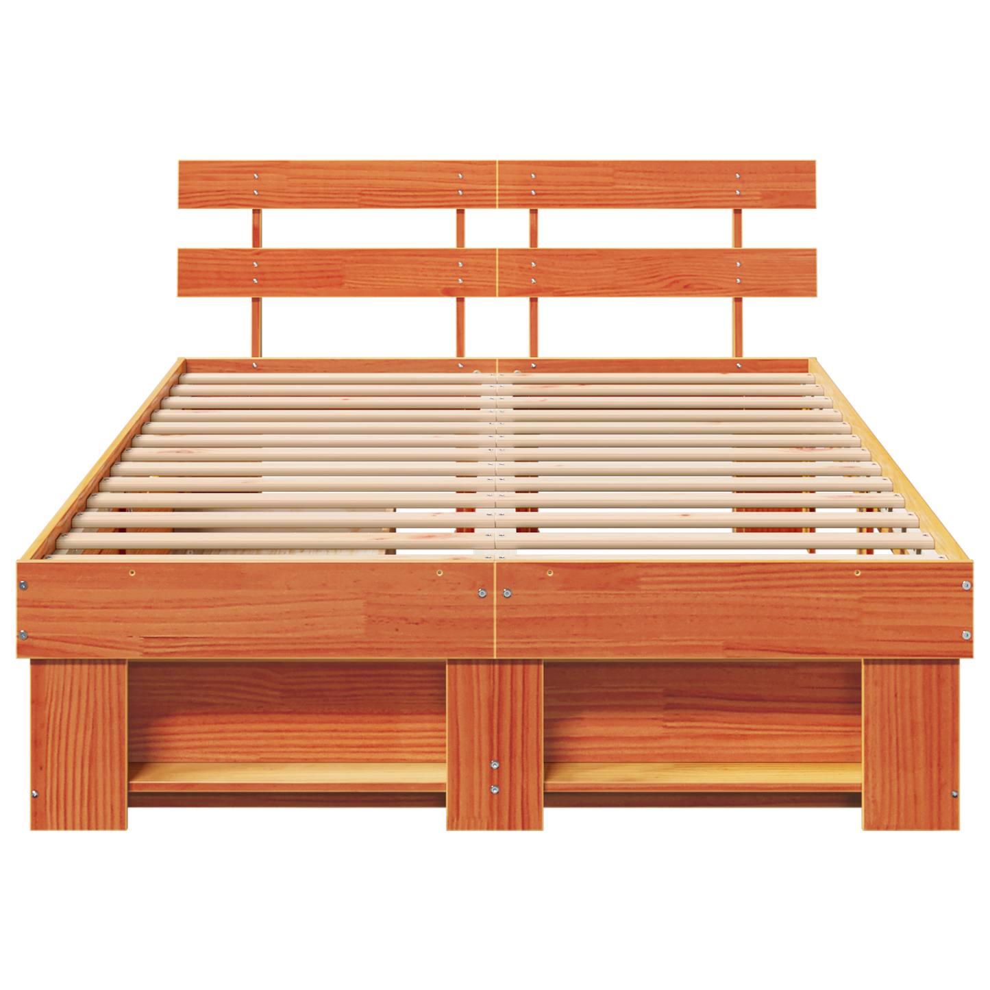 Sengestamme med hodegjerde Vokset Brun 135 x 190 cm Massiv furu