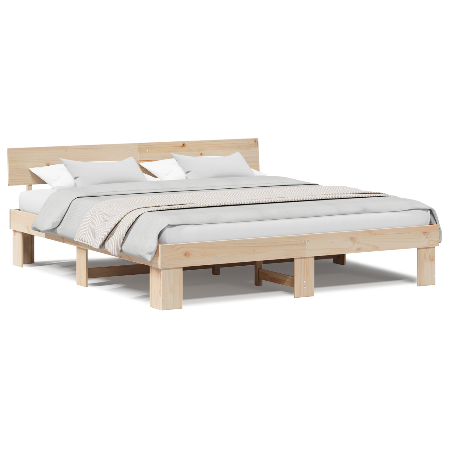 Sengestamme med hodegjerde Brun 200 x 200 cm Massiv furu