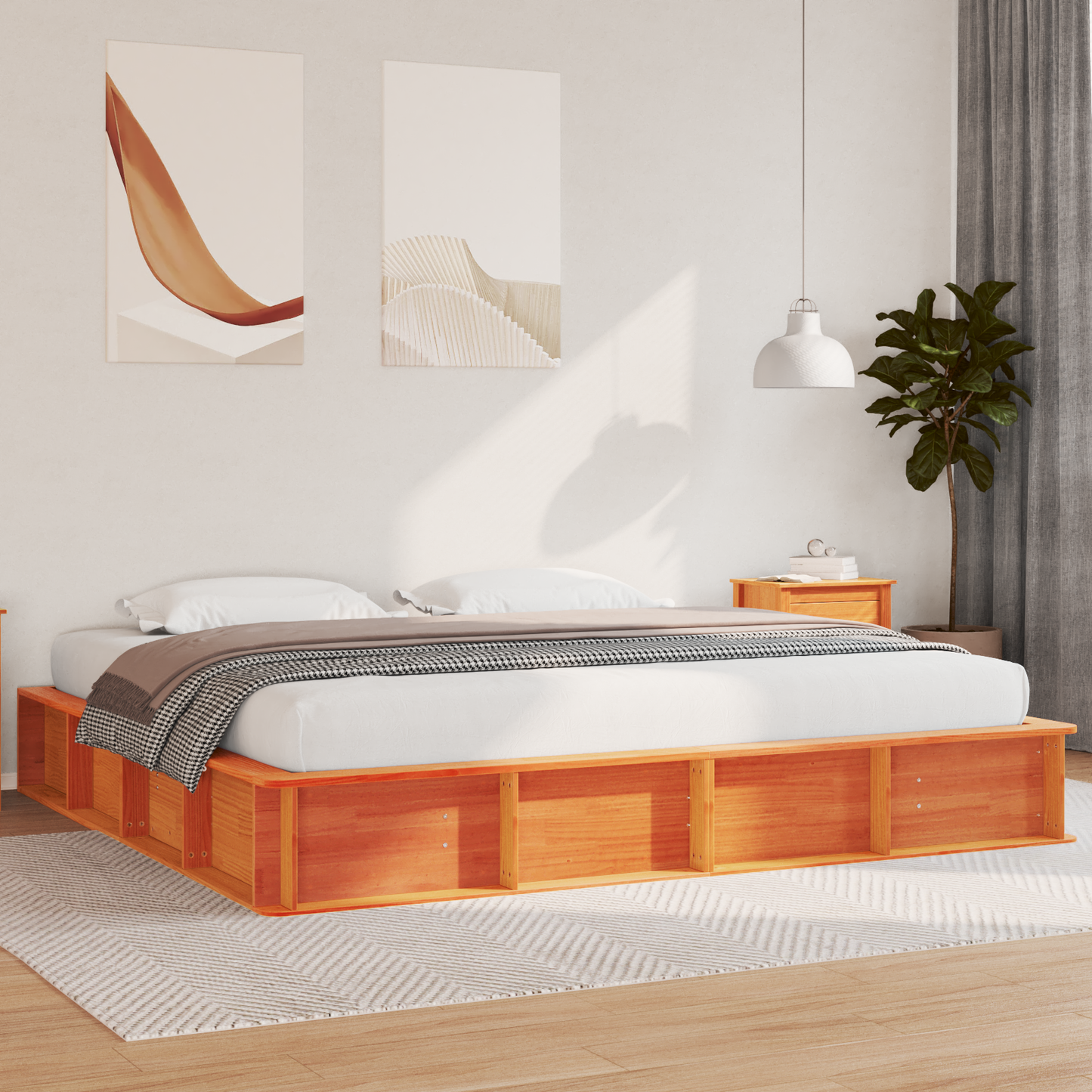 Sengestamme Vokset Brun 180 x 200 cm Massiv furu