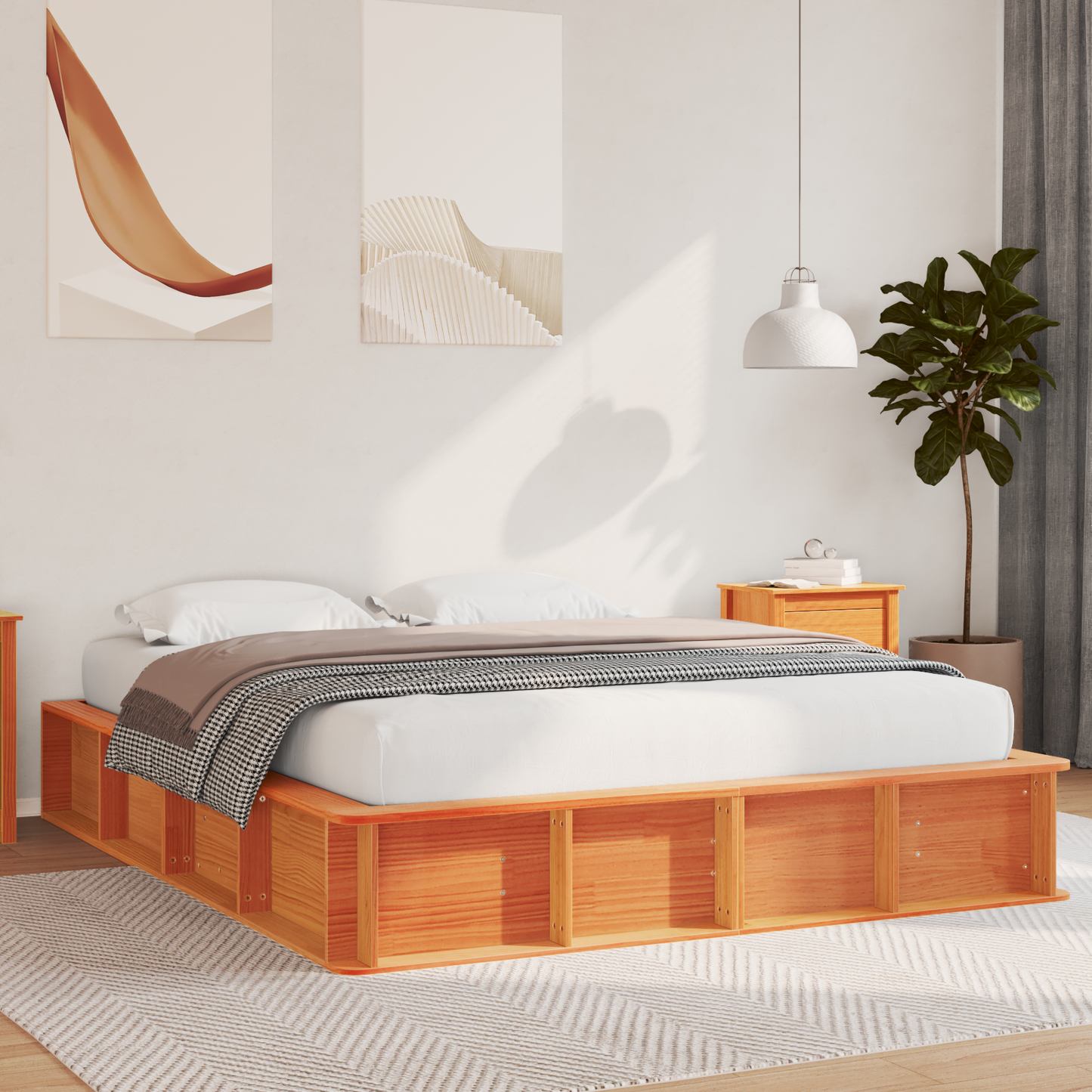 Sengestamme Vokset Brun 160 x 200 cm Massiv furu