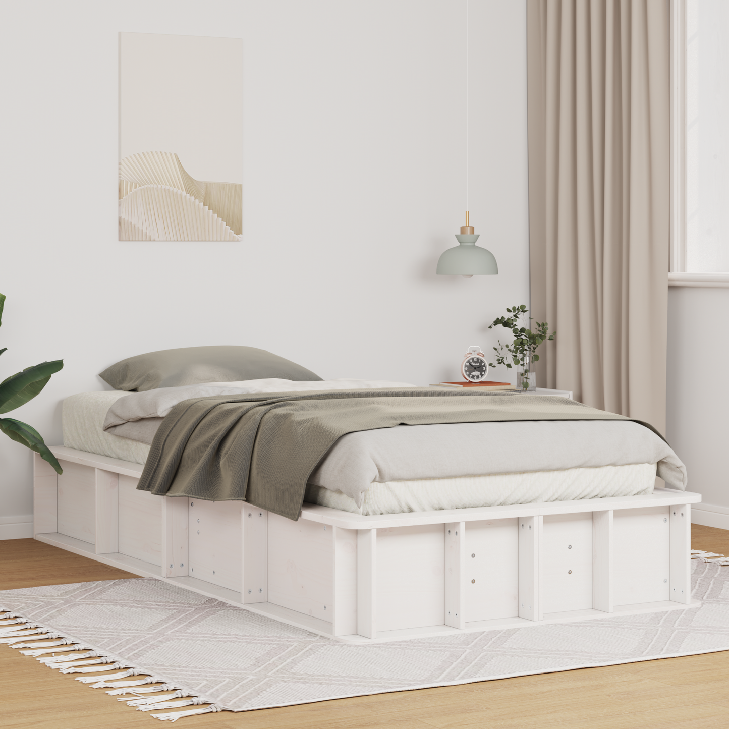 Sengestamme Hvit 90 x 190 cm Massiv furu
