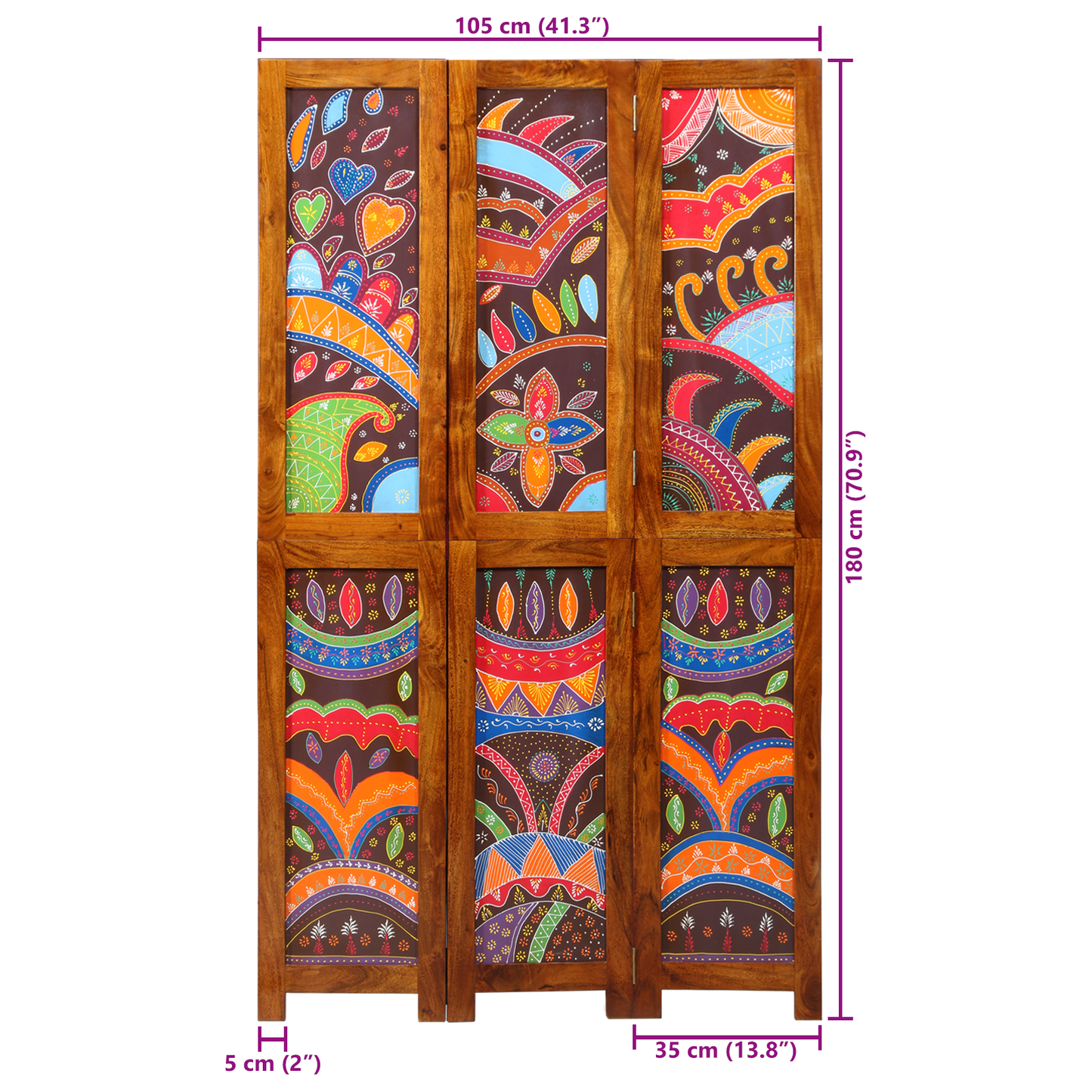 Romdeler Honning brun 105 x 1,5 x 180 cm Solid akasietre