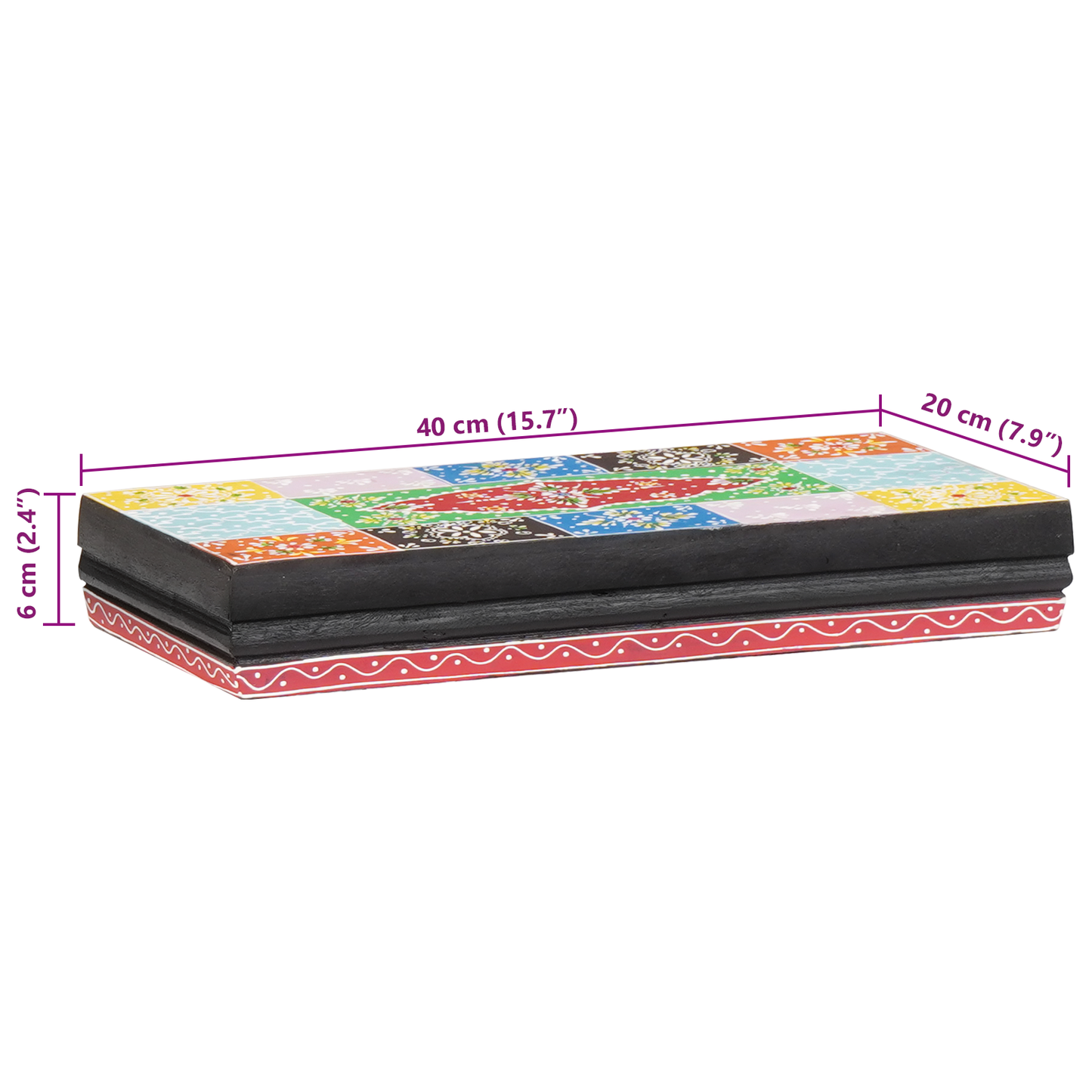 Vegghyller Flerfarget 40 x 20 x 6 cm Massiv mango tre