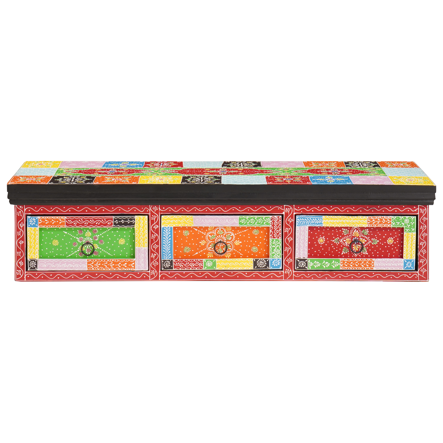 TV-skap med skuff Flerfarget 100 x 30 x 24 cm Massivt mangotre
