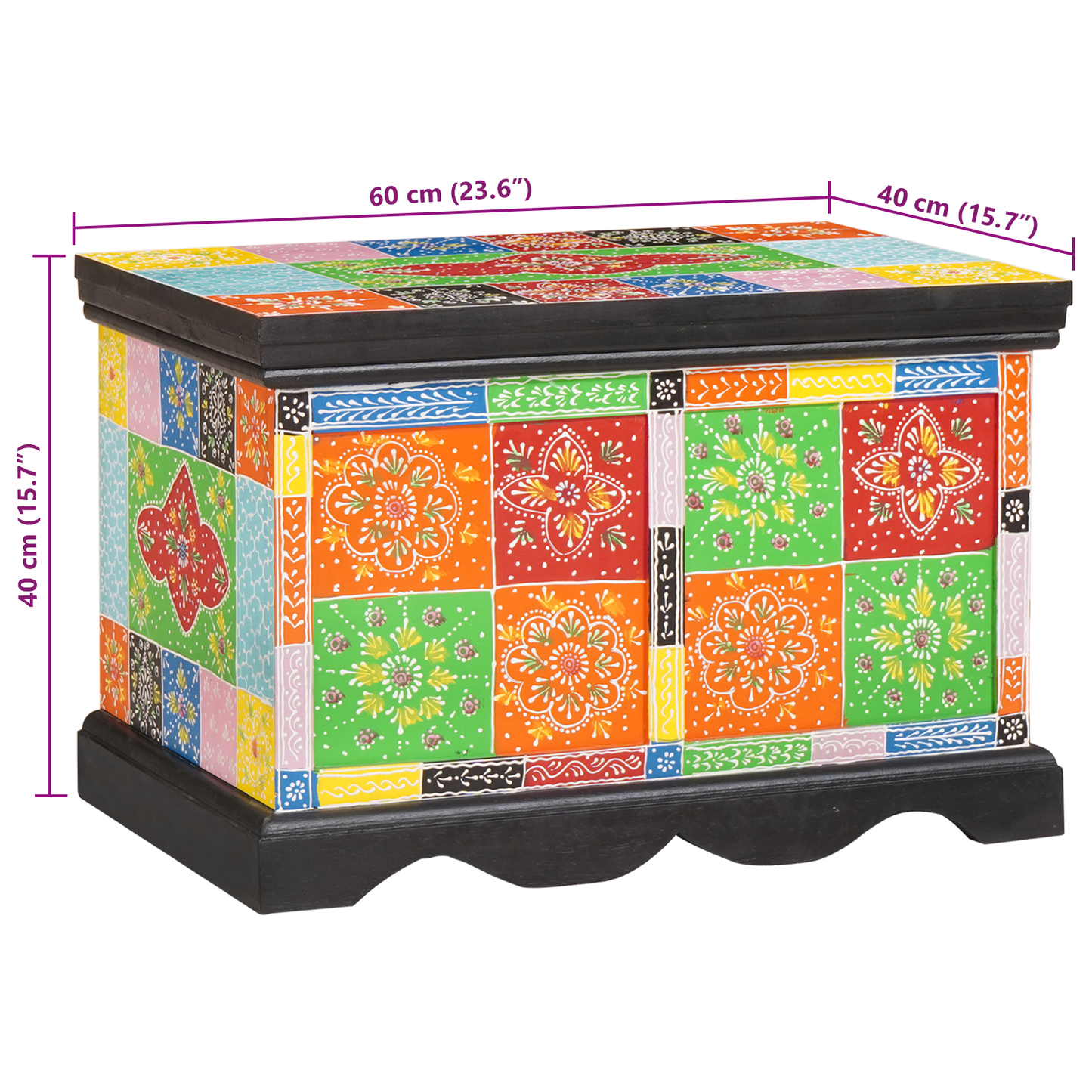 Lagringsboks Flerfarget 60 x 40 x 40 cm Massivt mangotre