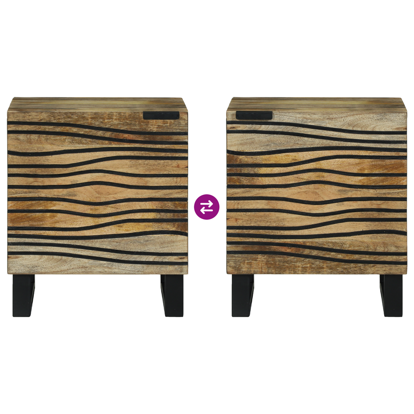 Nattbordskap 2 pcs Naturlig 40 x 33 x 46 cm Konstruert tre