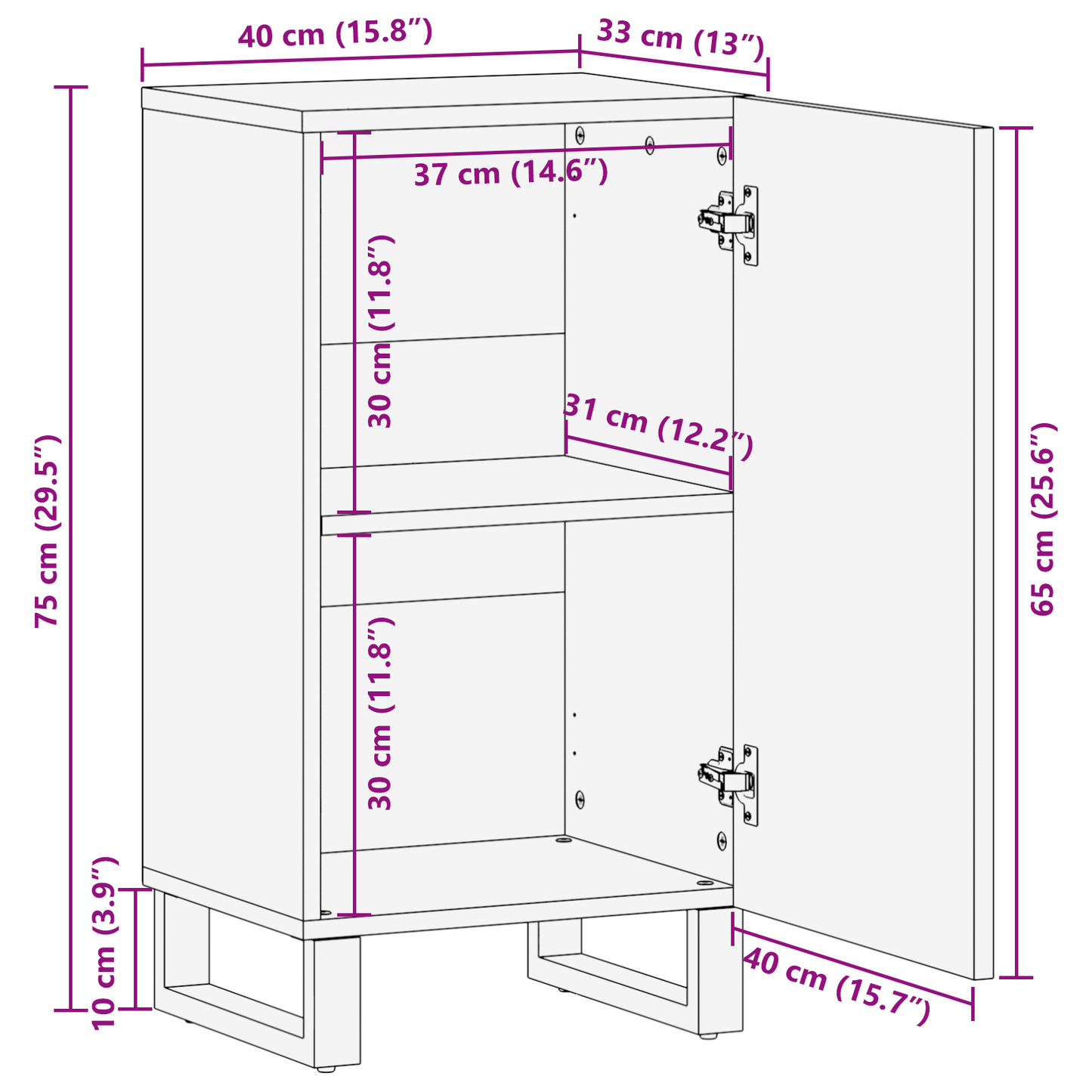 Serviesskap Brun 40 x 33 x 75 cm heltre mango