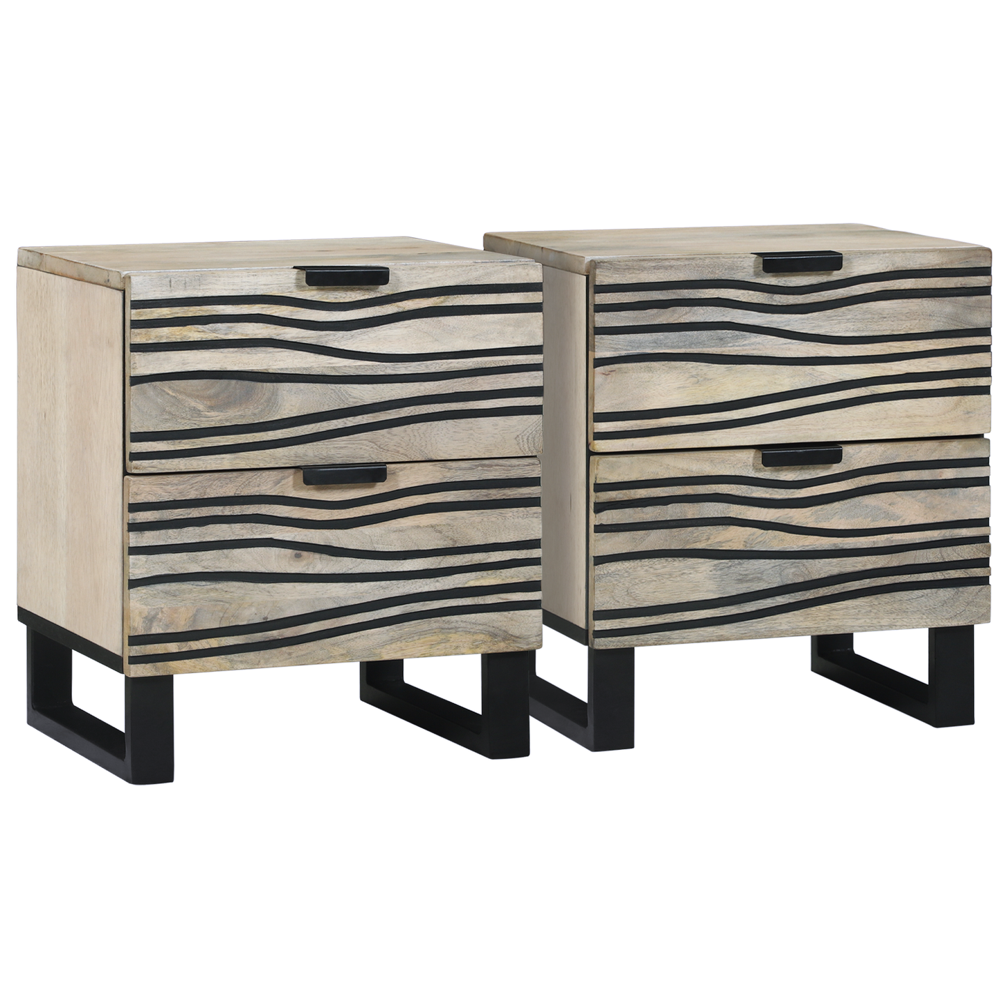 Nattbordskap 2 pcs Hvit 40 x 33 x 46 cm Konstruert tre